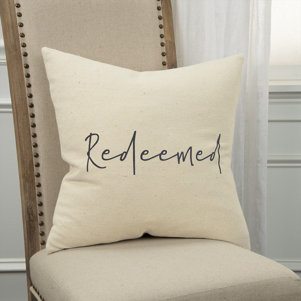 Black Taupe Canvas Redeemed Throw Pillow