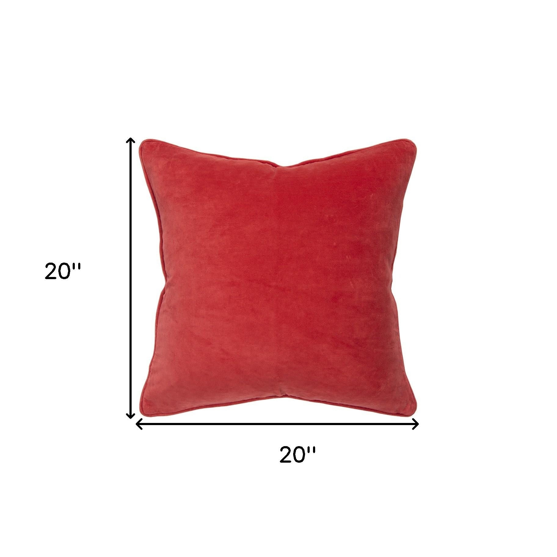 20" Red Cotton Throw Pillow