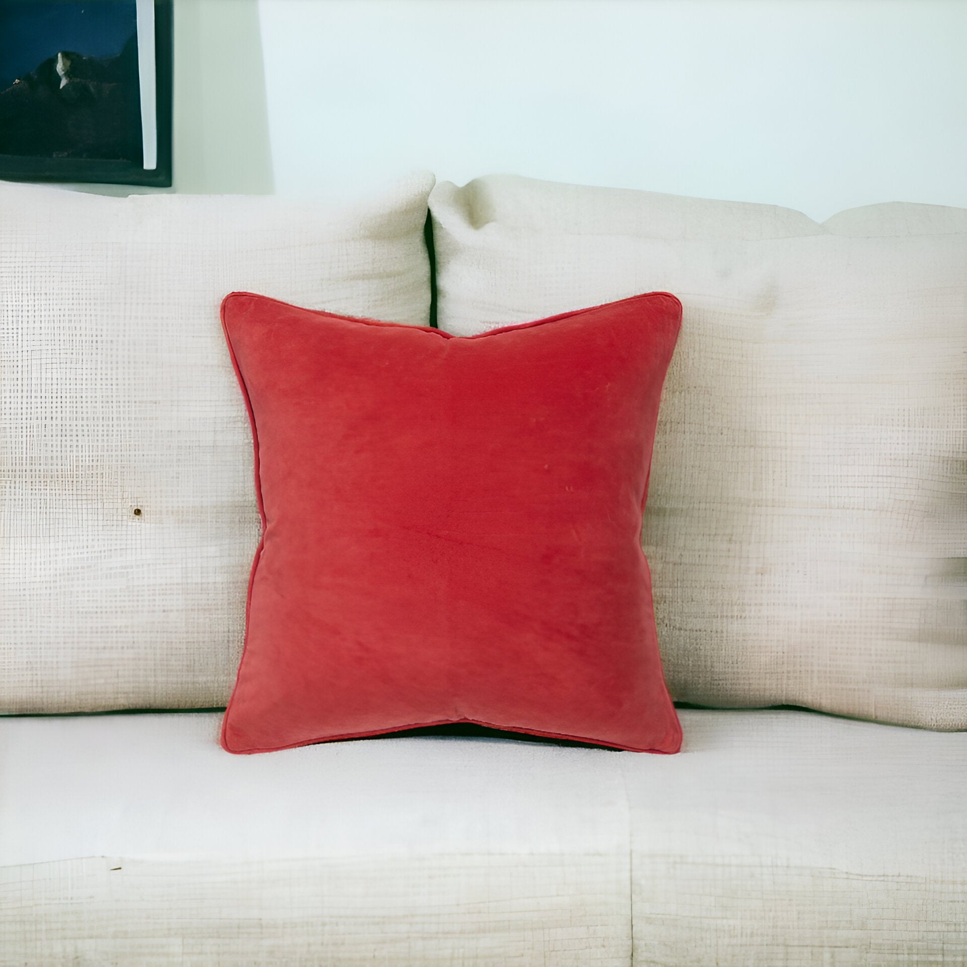 20" Red Cotton Throw Pillow