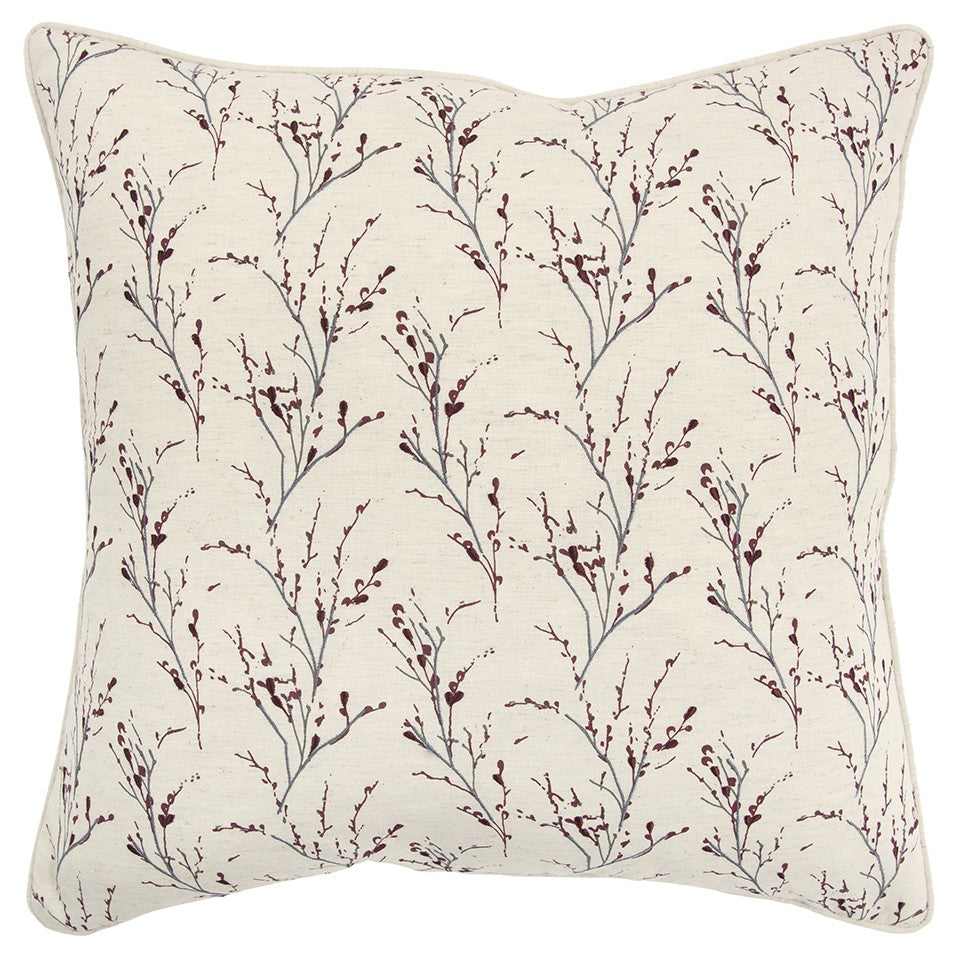 20" Berry Tiny Floral Buds Throw Pillow