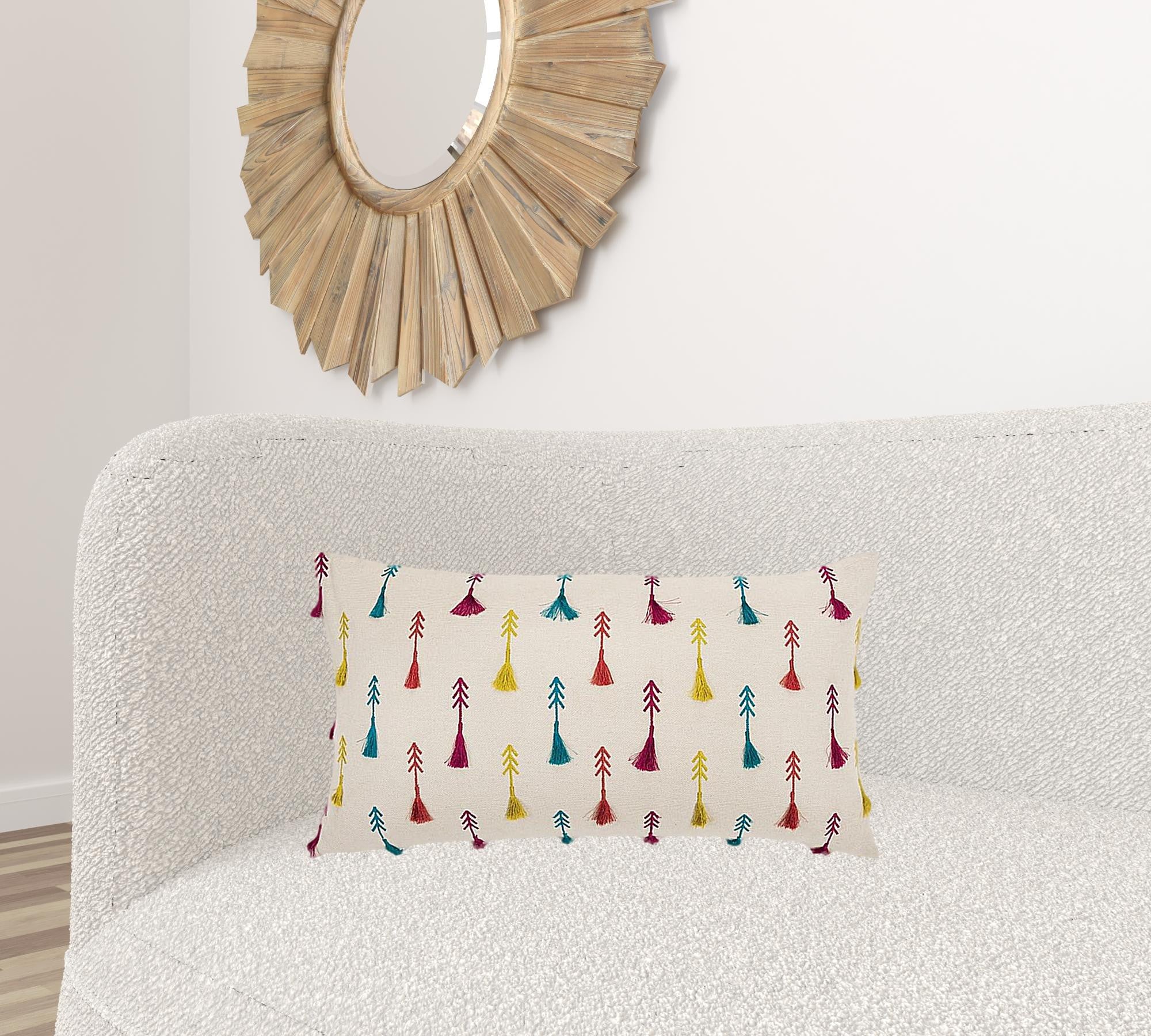 Bright Tone Feathered Arrows Lumbar Pillow