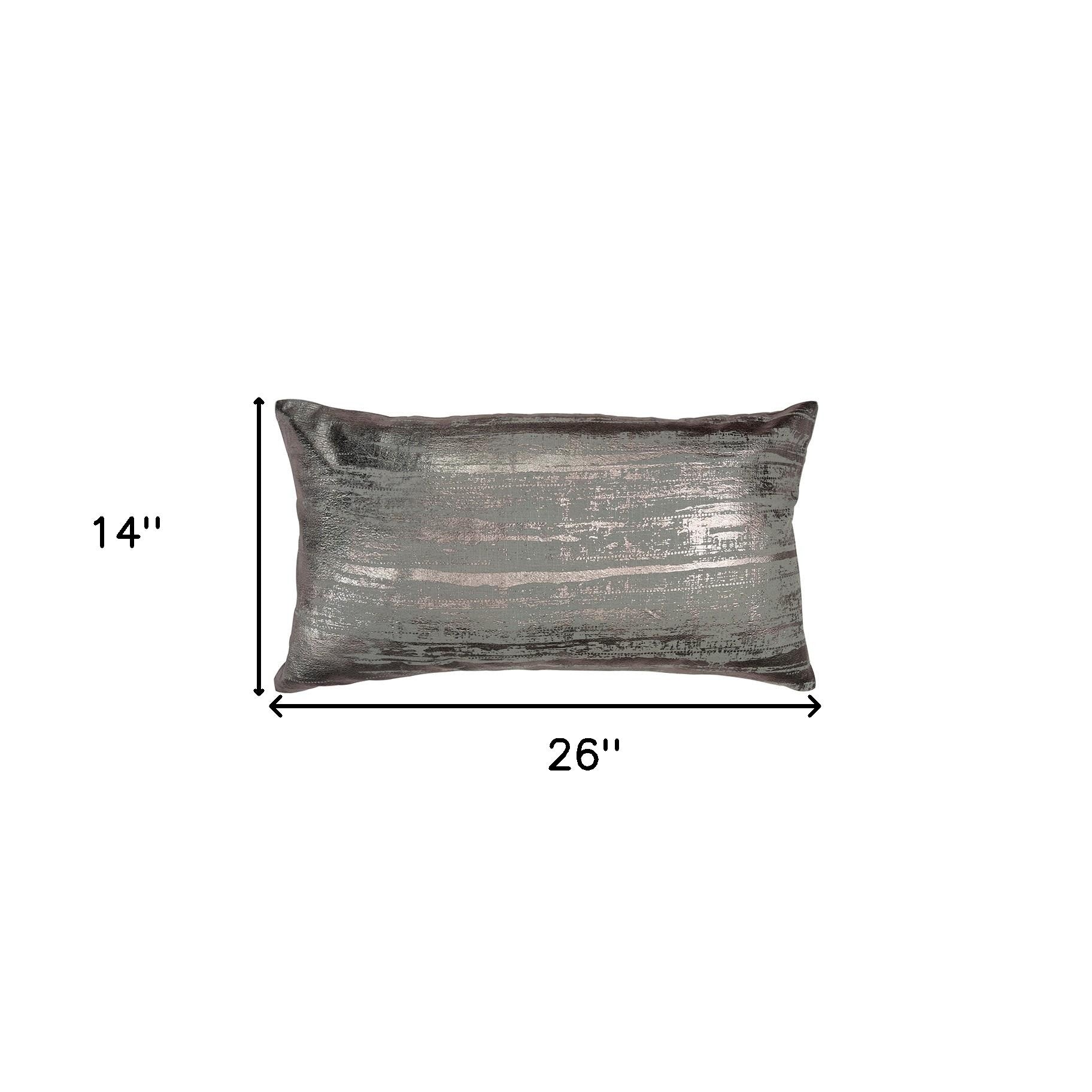 Silver Distressed Brush Stroke Lumbar Pillow