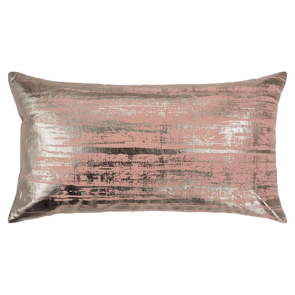 Silver Distressed Brush Stroke Lumbar Pillow