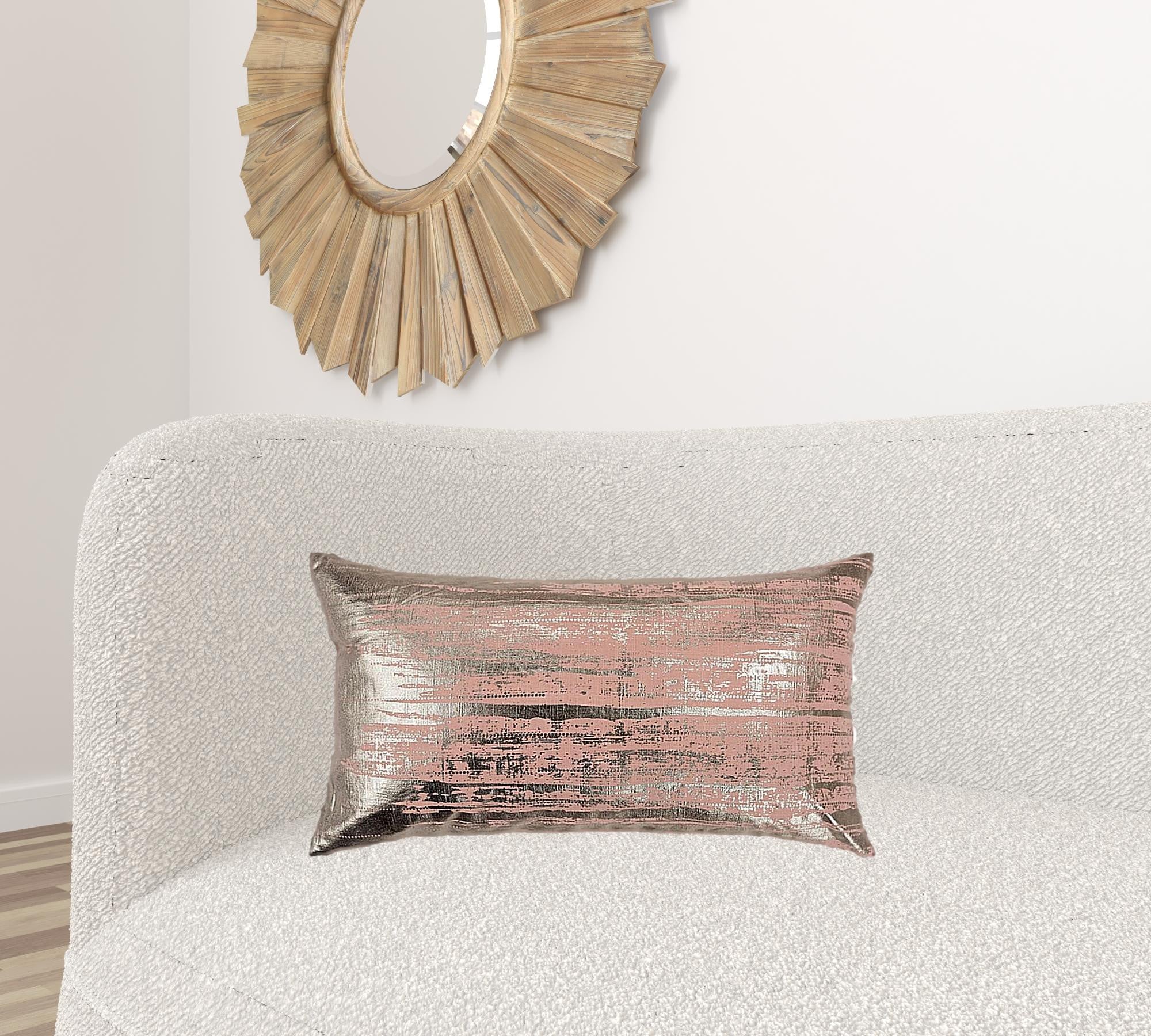 Silver Distressed Brush Stroke Lumbar Pillow