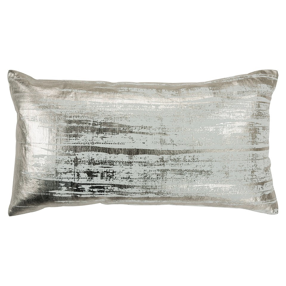 Silver Distressed Brush Stroke Lumbar Pillow