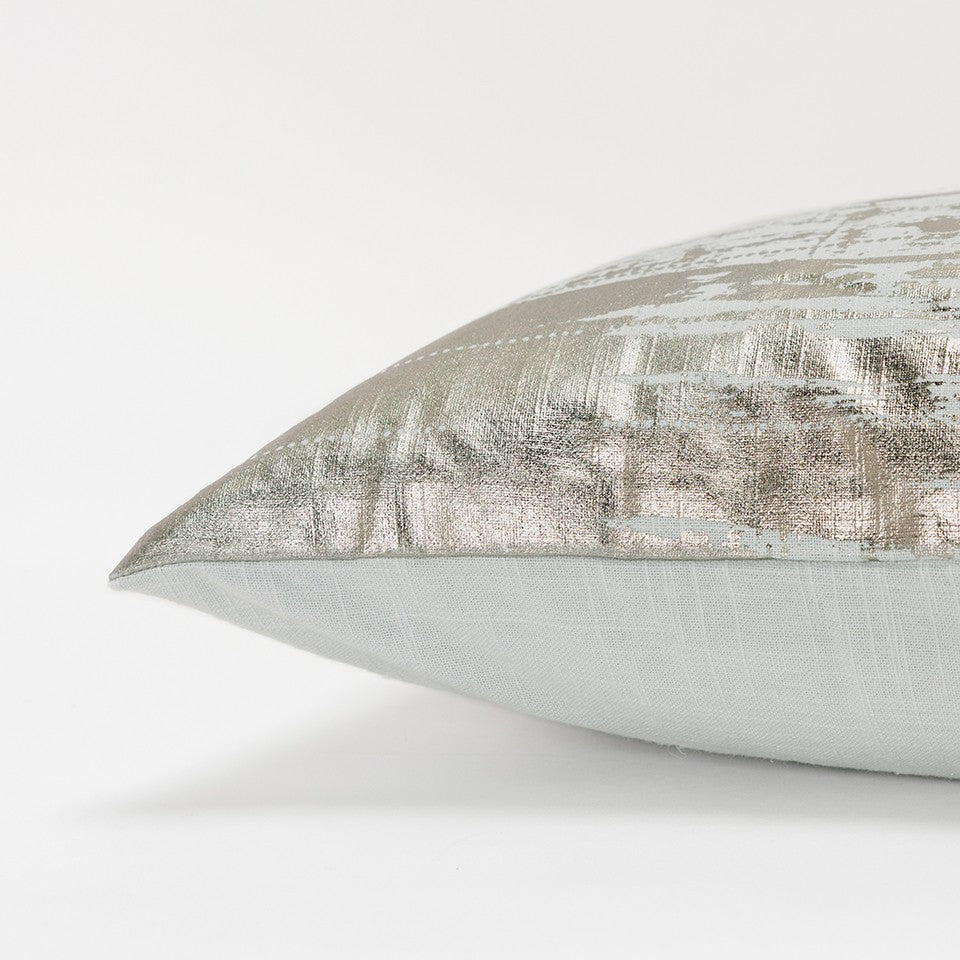 Silver Distressed Brush Stroke Lumbar Pillow