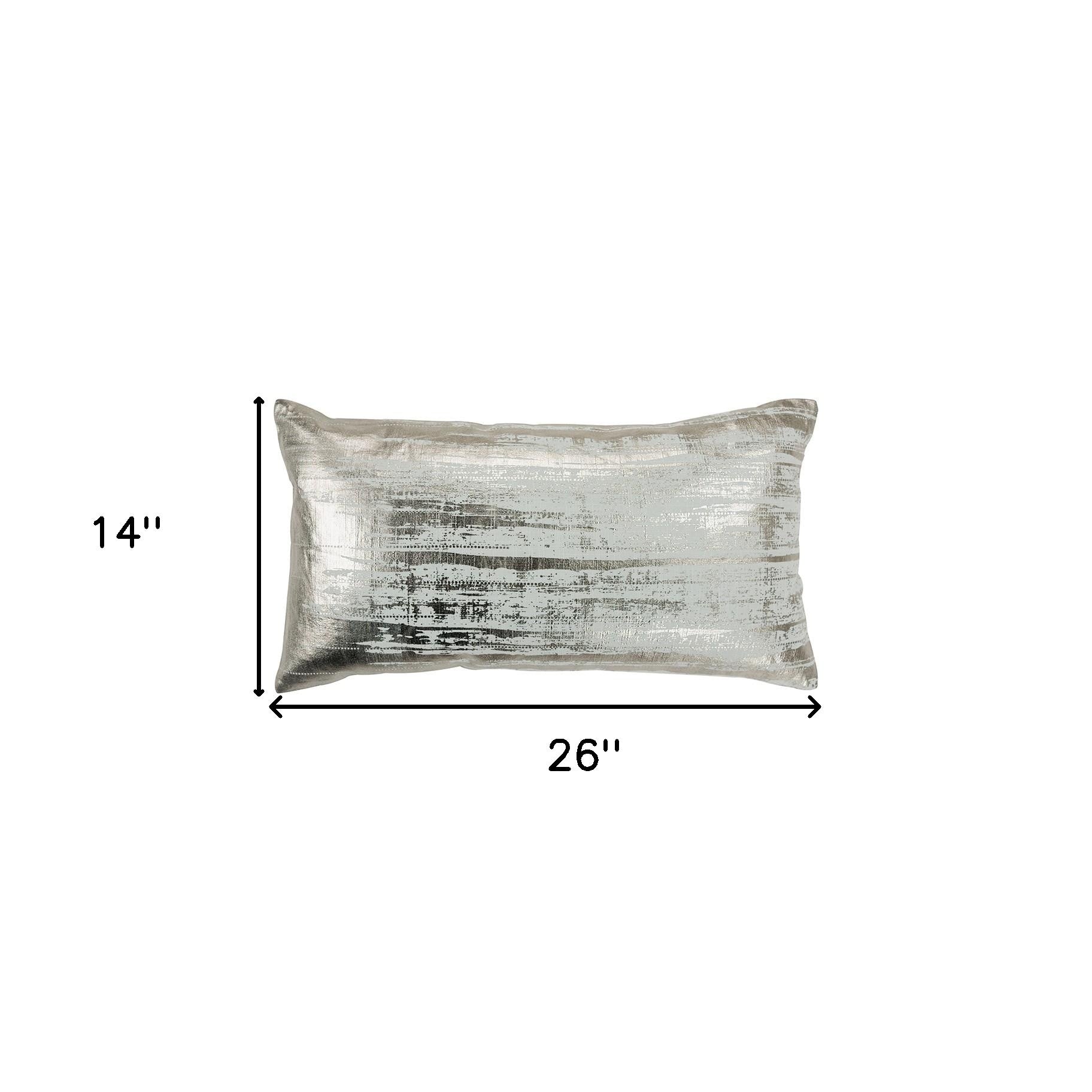 Silver Distressed Brush Stroke Lumbar Pillow