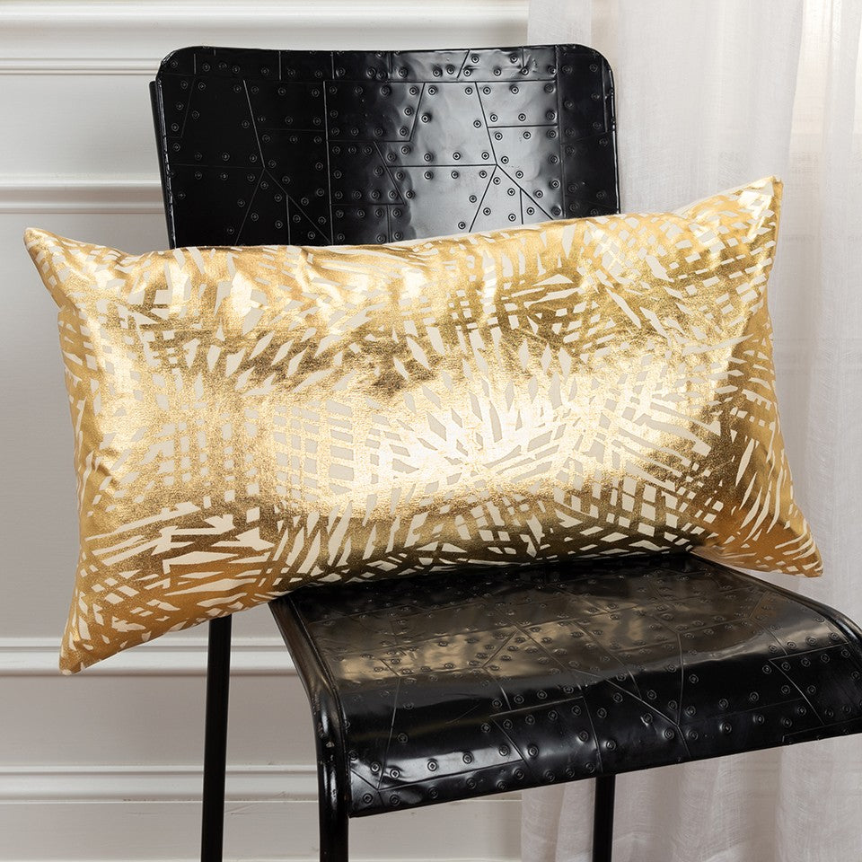 Silver Distressed Brush Stroke Lumbar Pillow