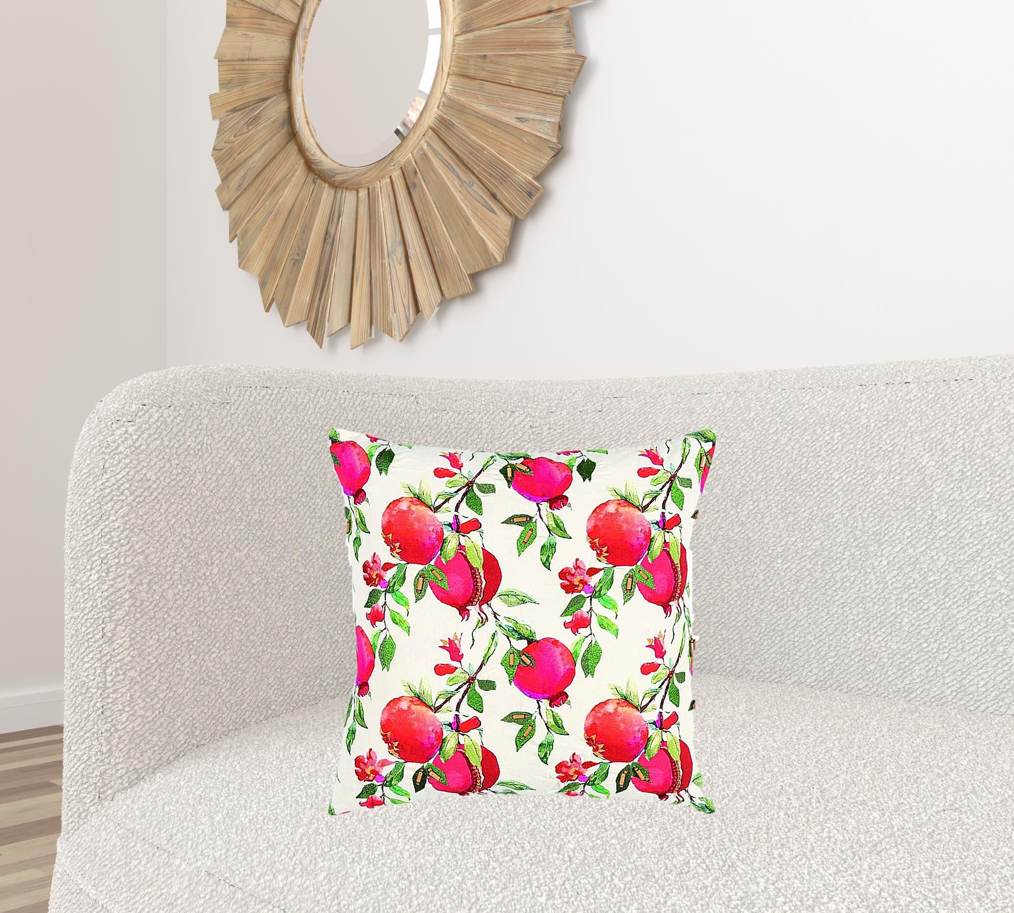 Red White Pomegranates Decorative Throw Pillow