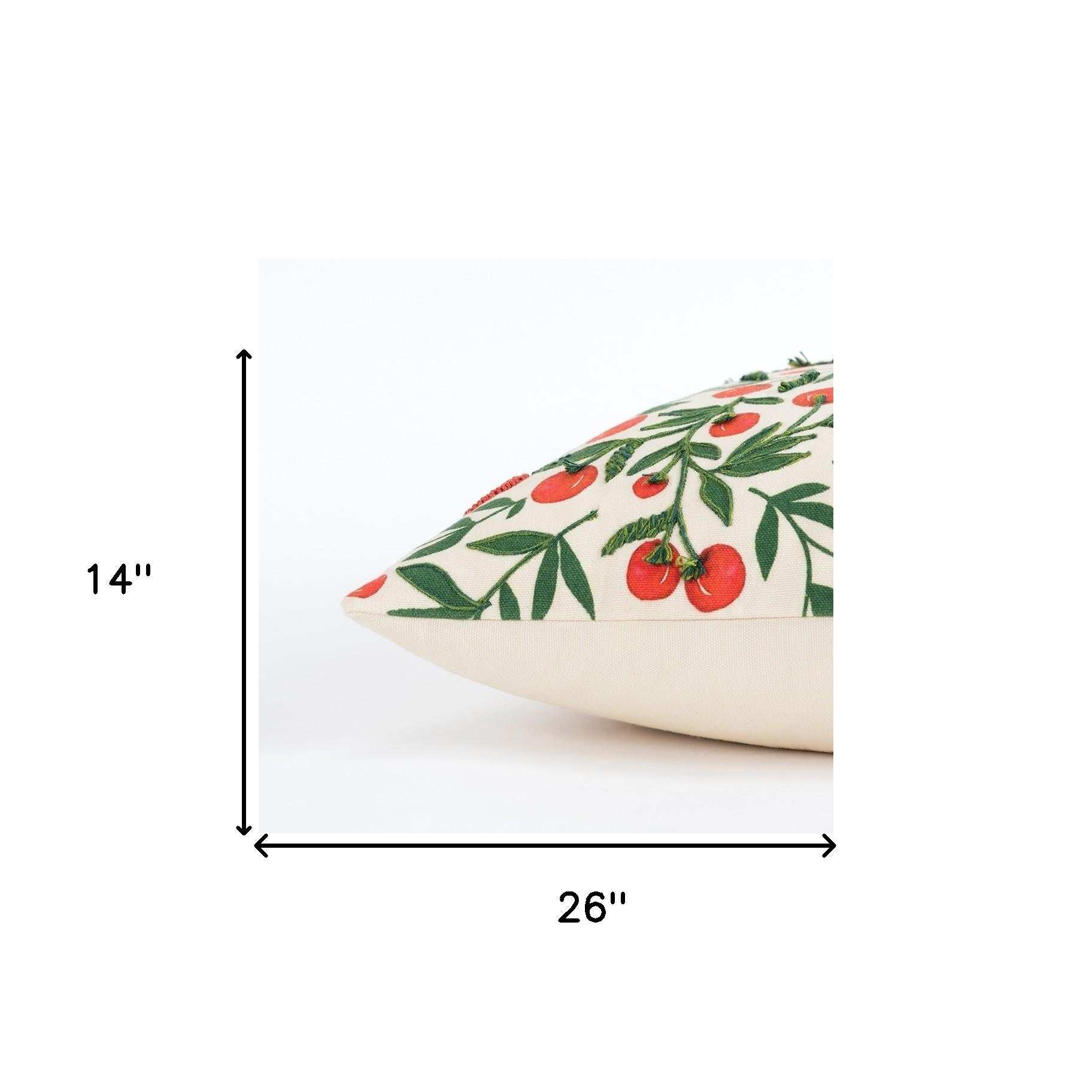 Red Green Cherry Tree Printed Lumbar Pillow