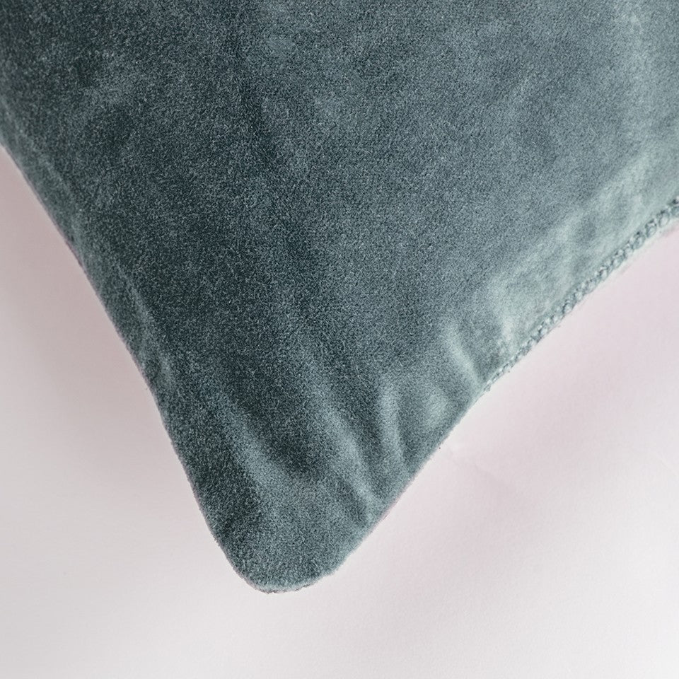 Teal Solid Reversible Cotton Velvet Throw Pillow