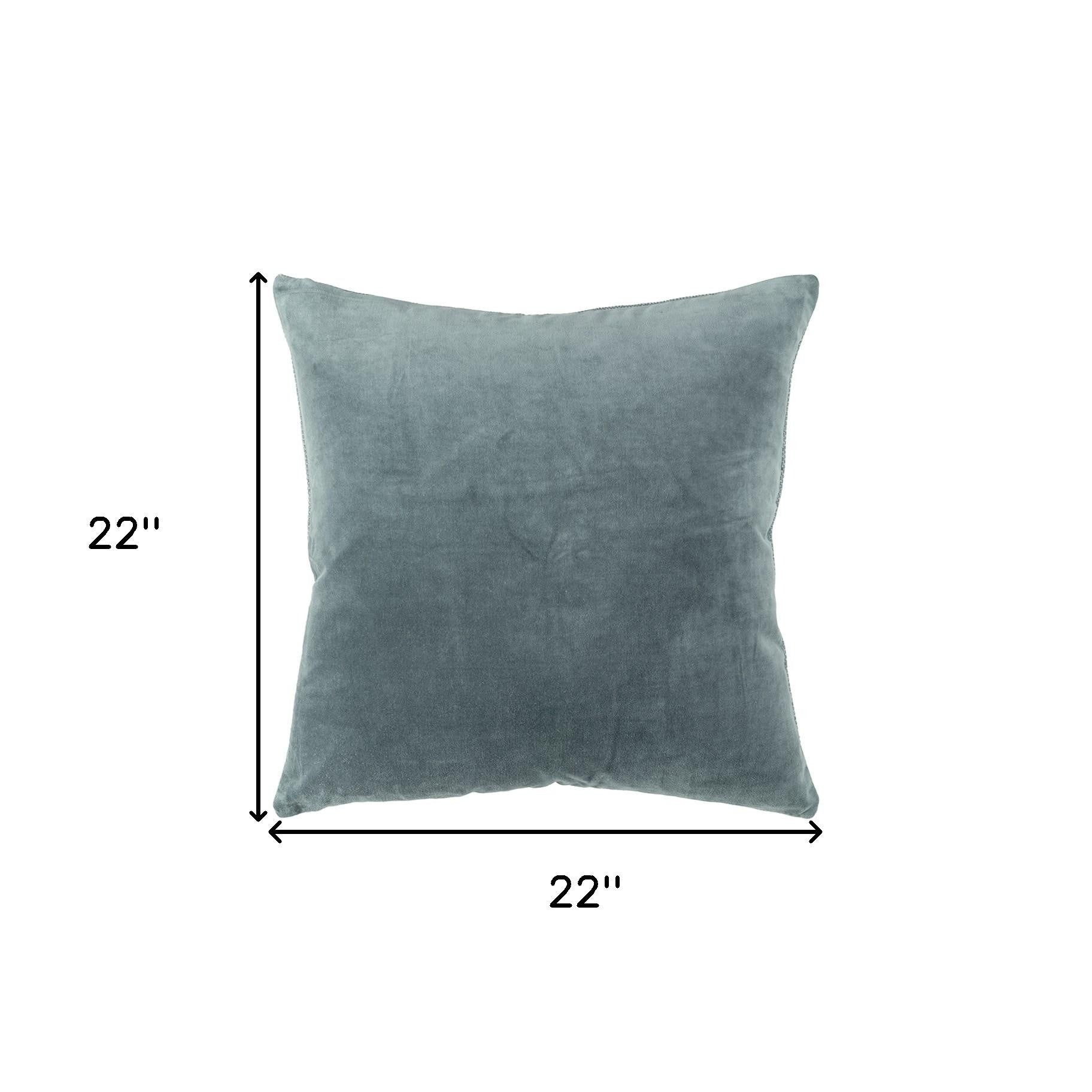 Teal Solid Reversible Cotton Velvet Throw Pillow