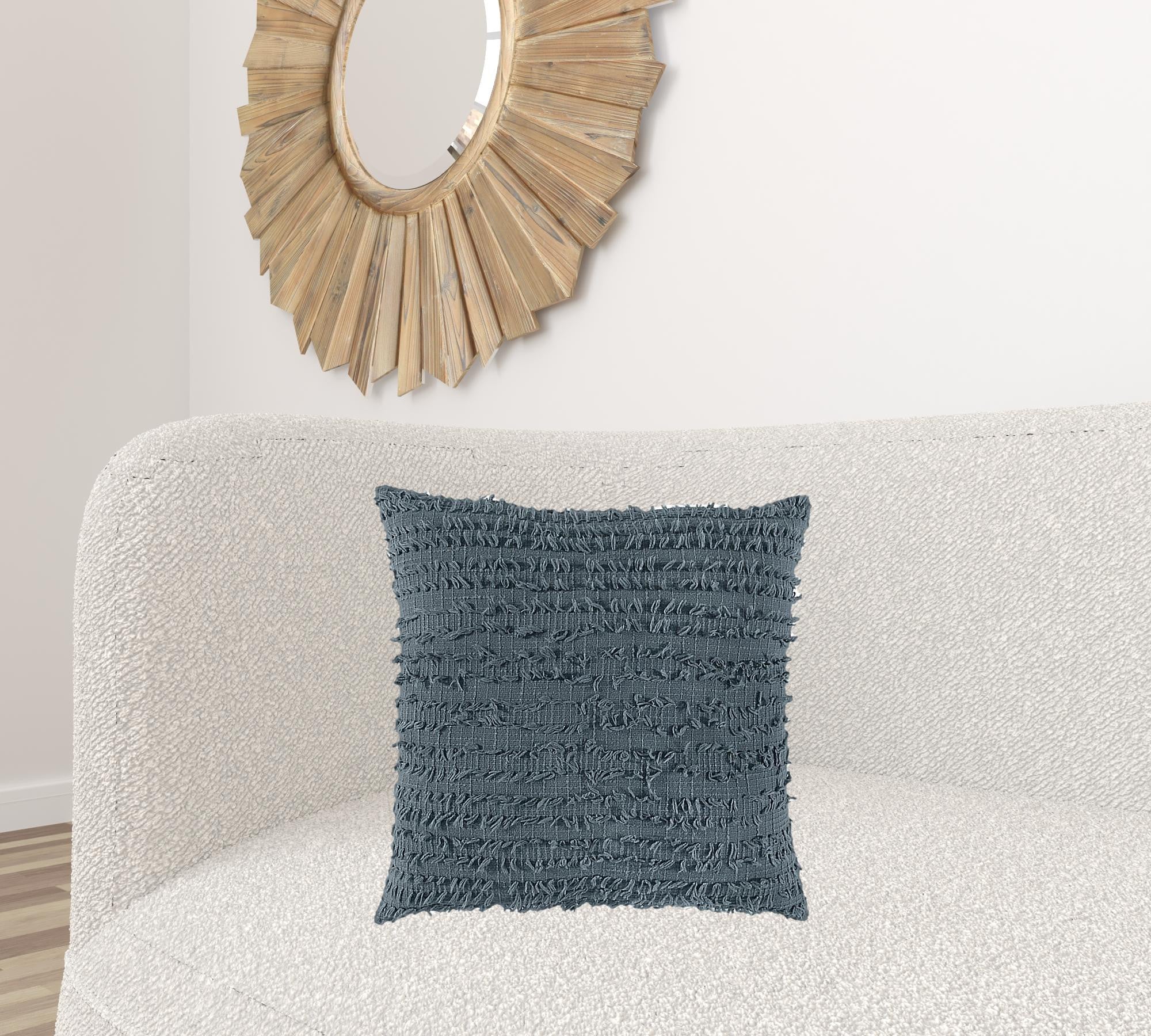 Gray Tasseling Fringe Texture Throw Pillow