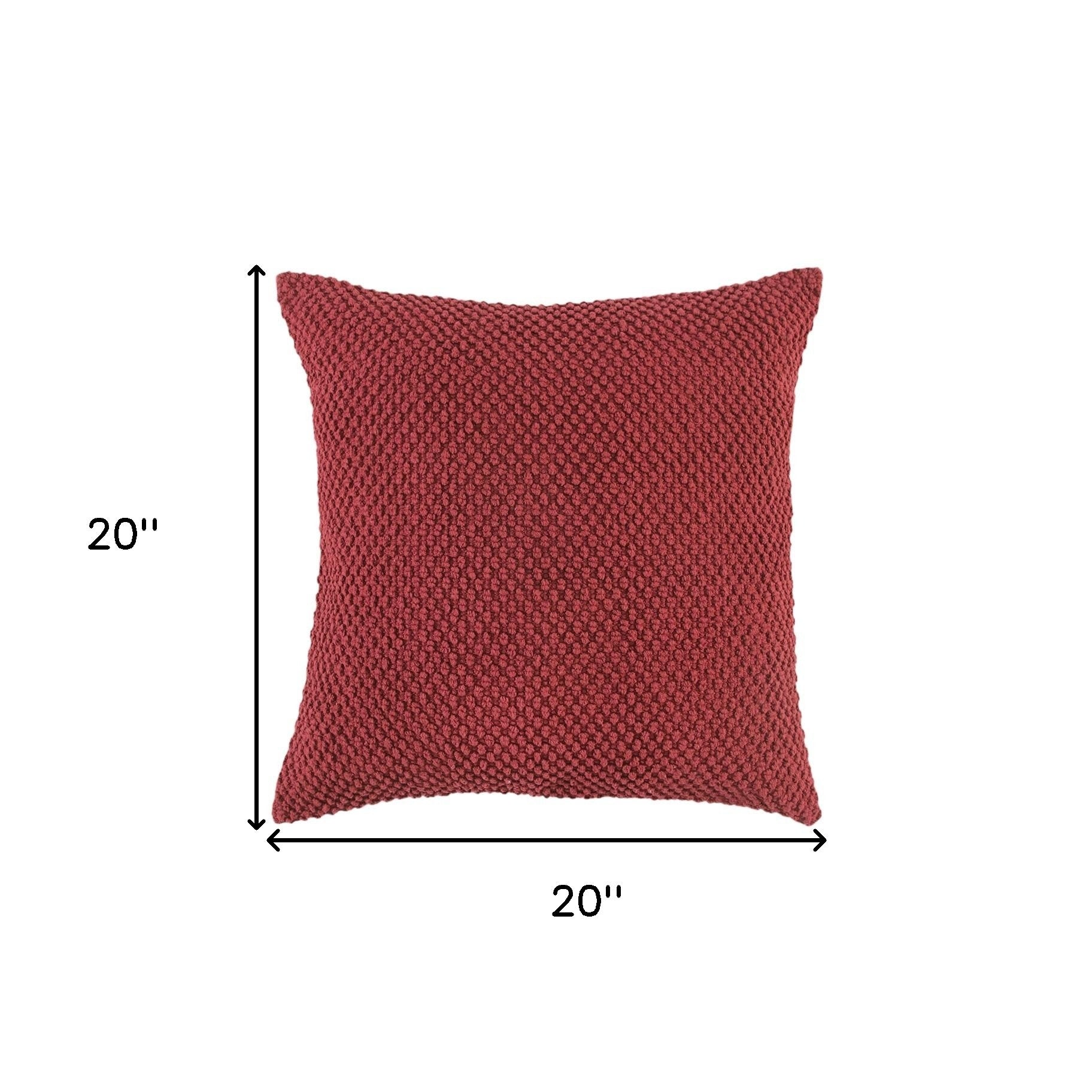 Deep Merlot Nubby Textured Modern Throw Pillow