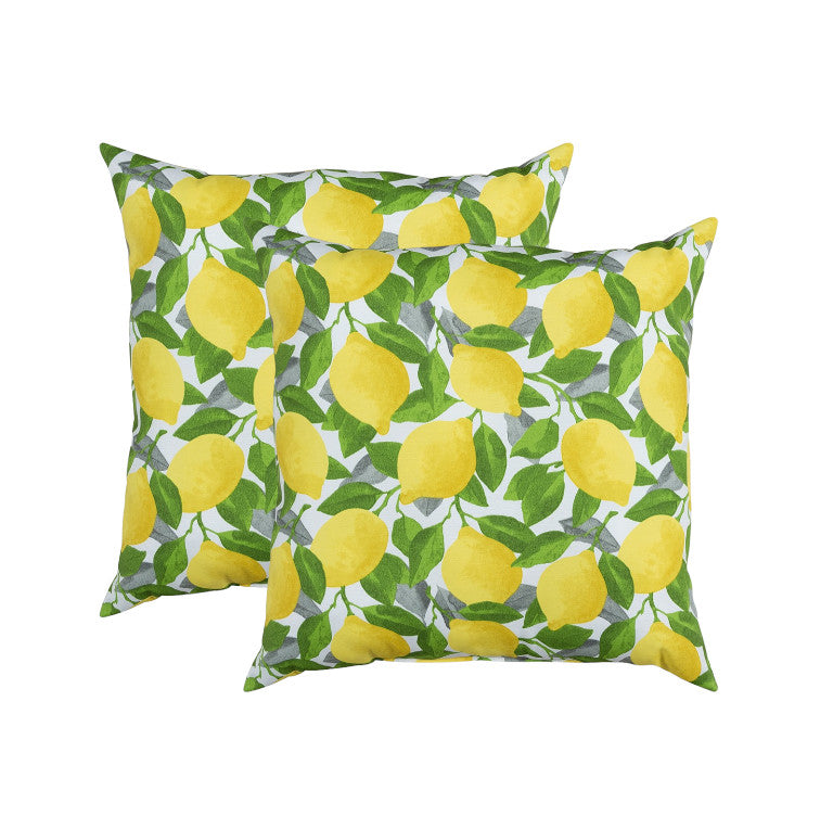 Set of Two 22" X 22" Yellow Indoor Outdoor Throw Pillow Cover & Insert