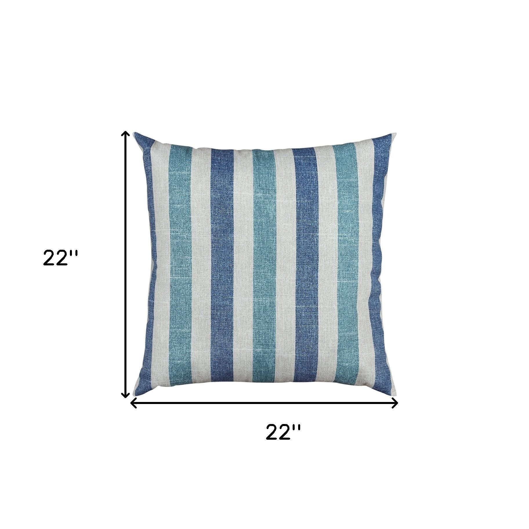 Set of Two 22" X 22" Blue Indoor Outdoor Throw Pillow Cover & Insert