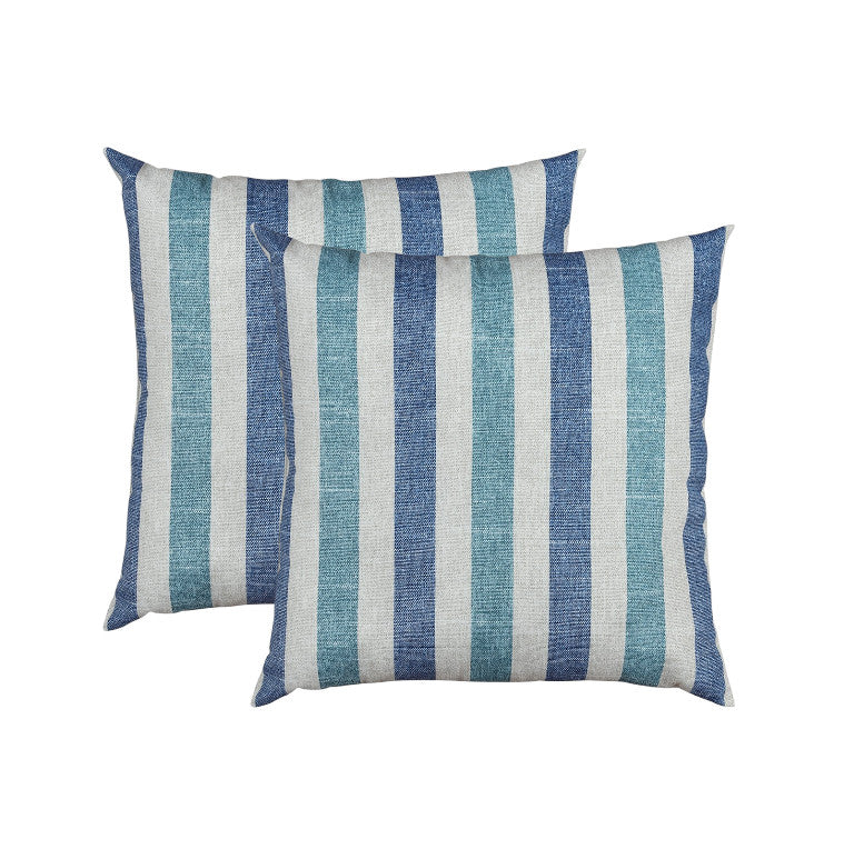 Set of Two 22" X 22" Blue Indoor Outdoor Throw Pillow Cover & Insert