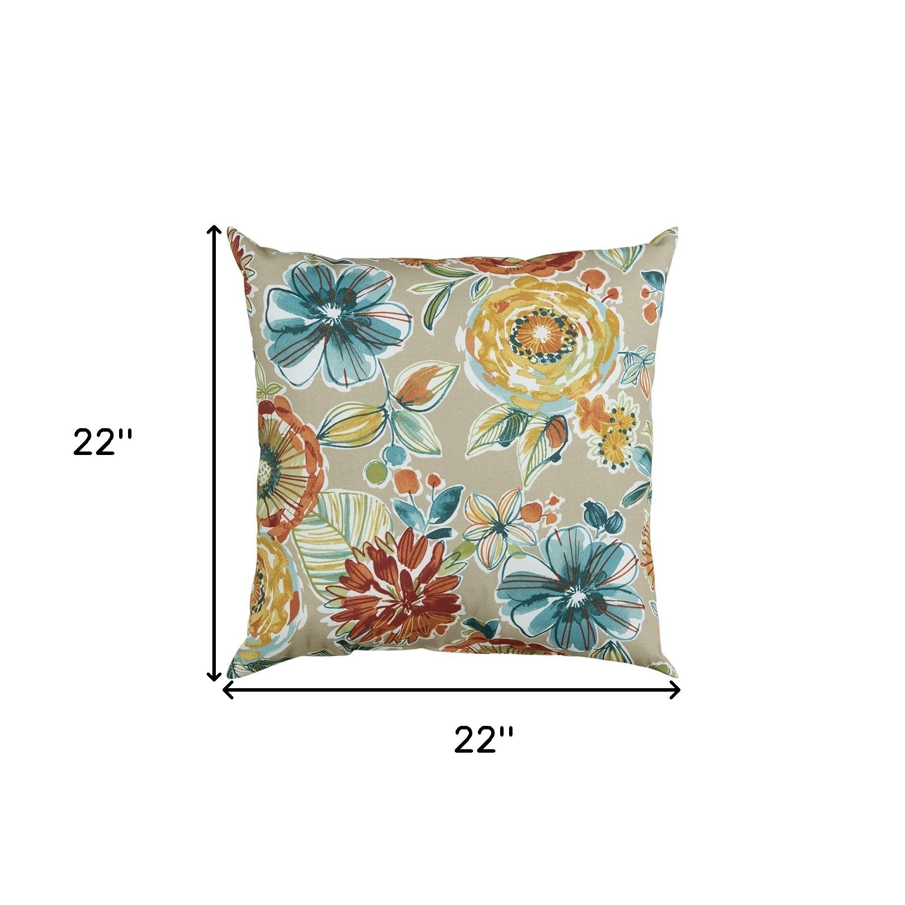 Set of Two 22" X 22" Blue and Orange Indoor Outdoor Throw Pillow Cover & Insert