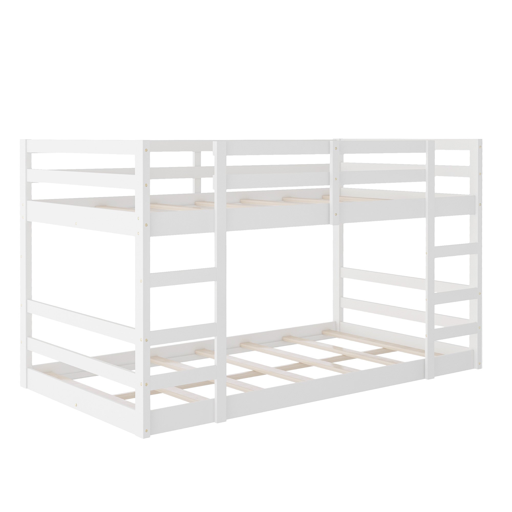 Pastel White Twin Over Twin Dual Ladder Bunk Bed