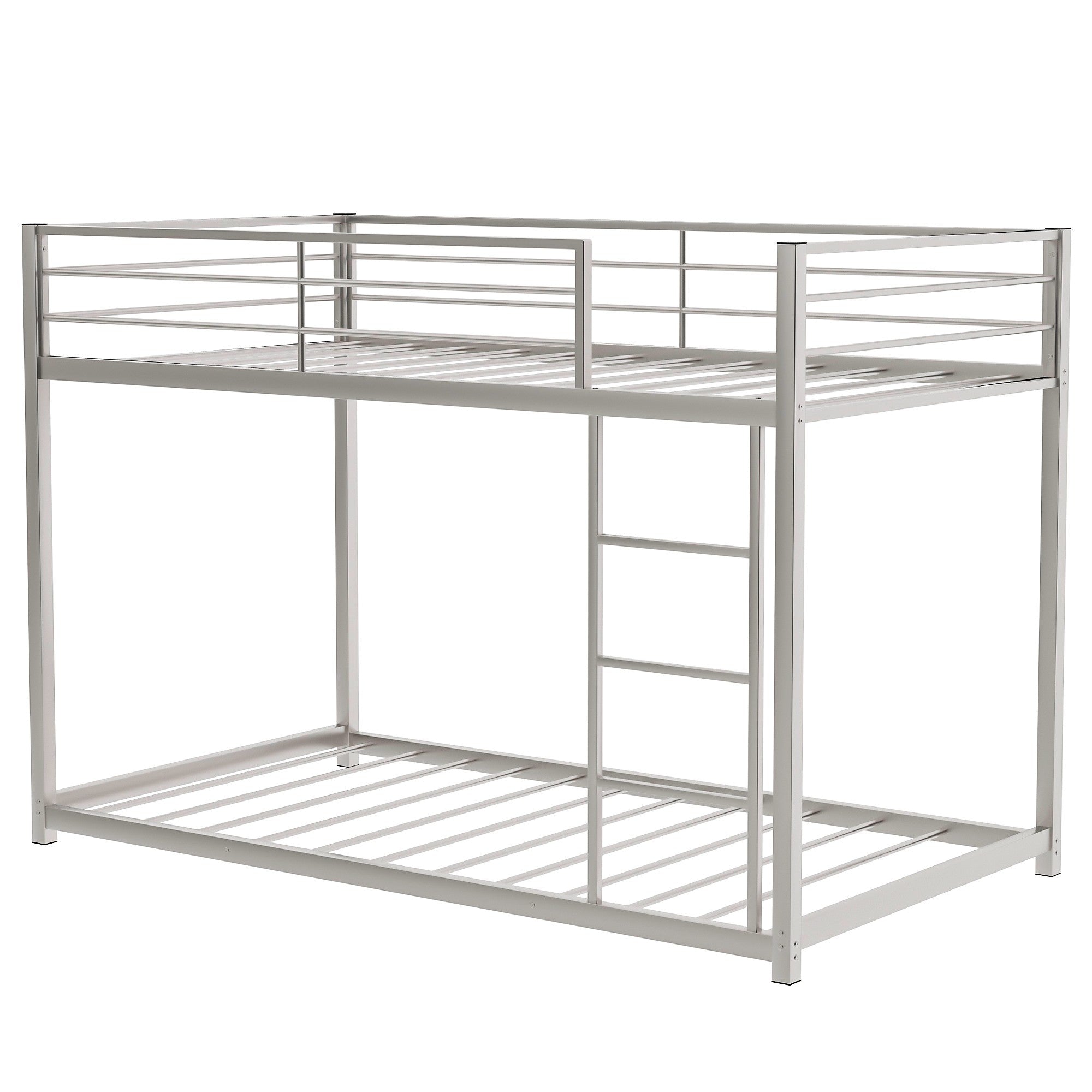 Silver Twin Over Twin Metal Low Bunk Bed