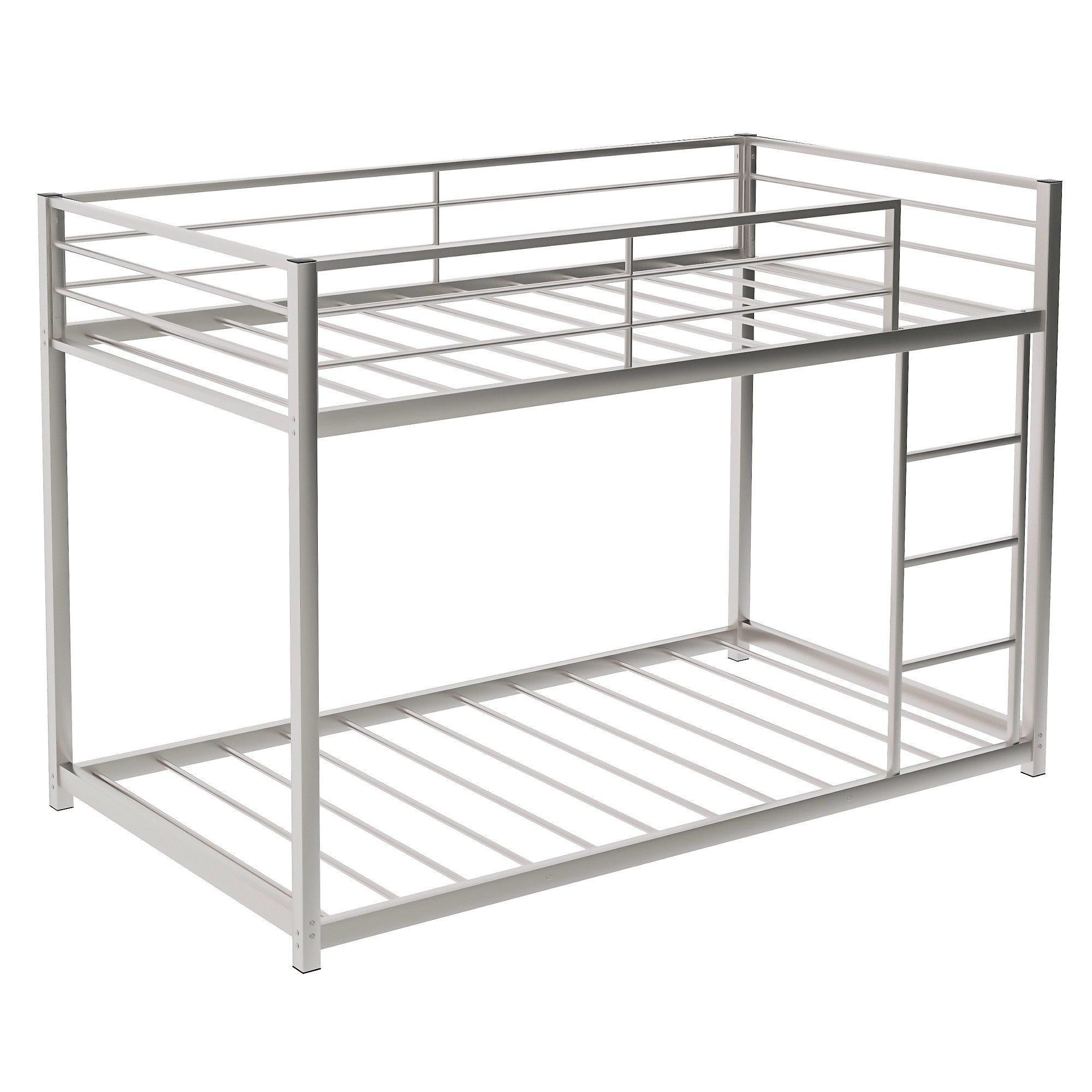 Silver Twin Over Twin Metal Low Bunk Bed