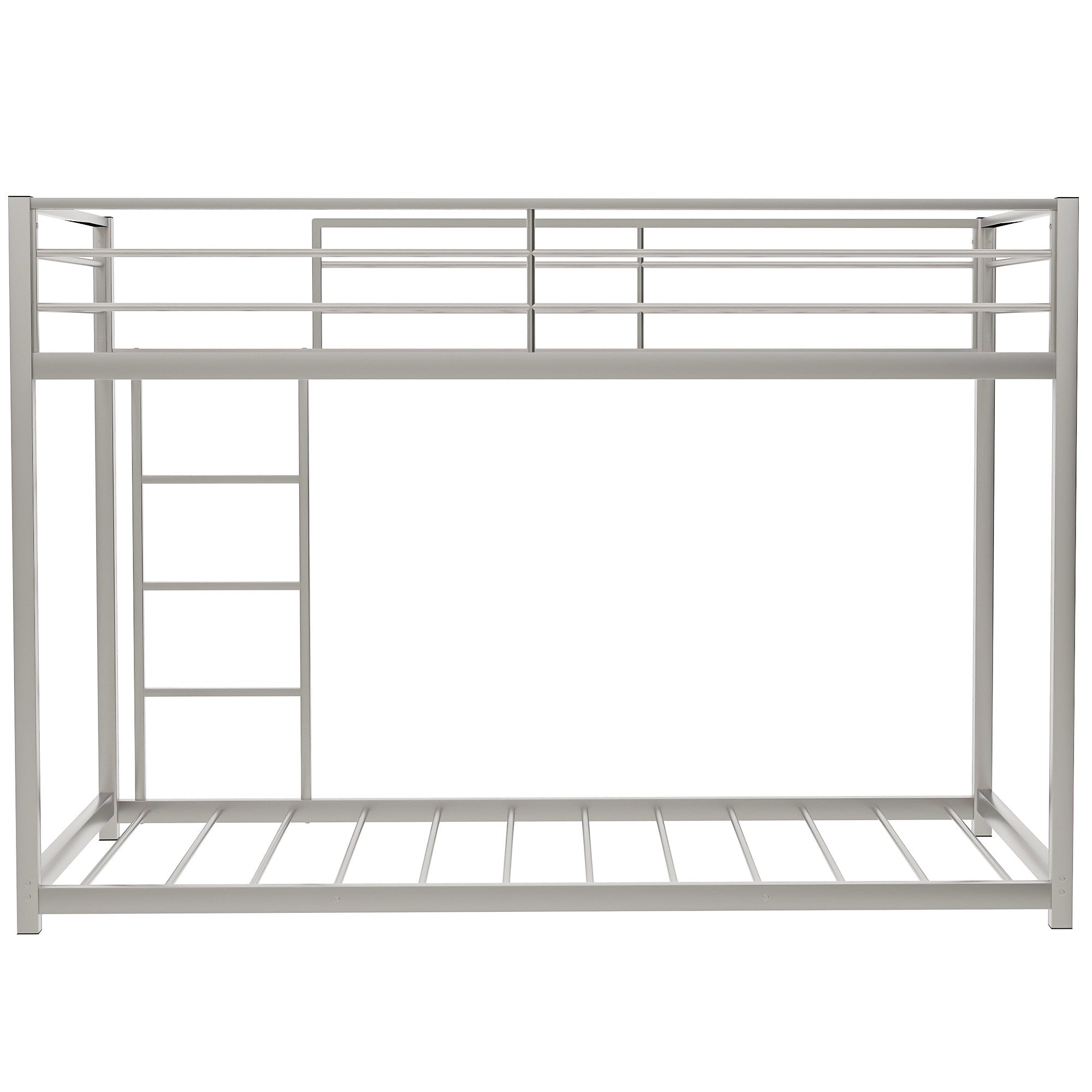 Silver Twin Over Twin Metal Low Bunk Bed