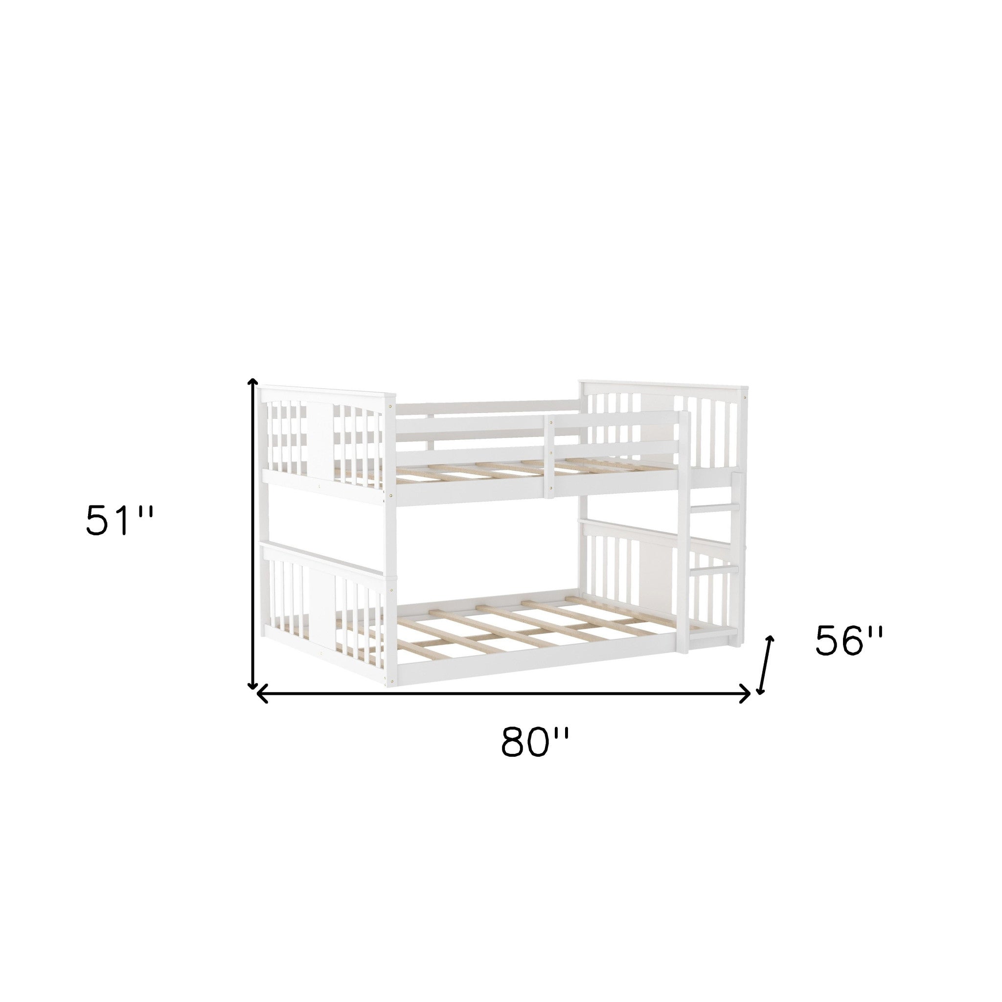 White Classic Full Over Full Bunk Bed with Ladder