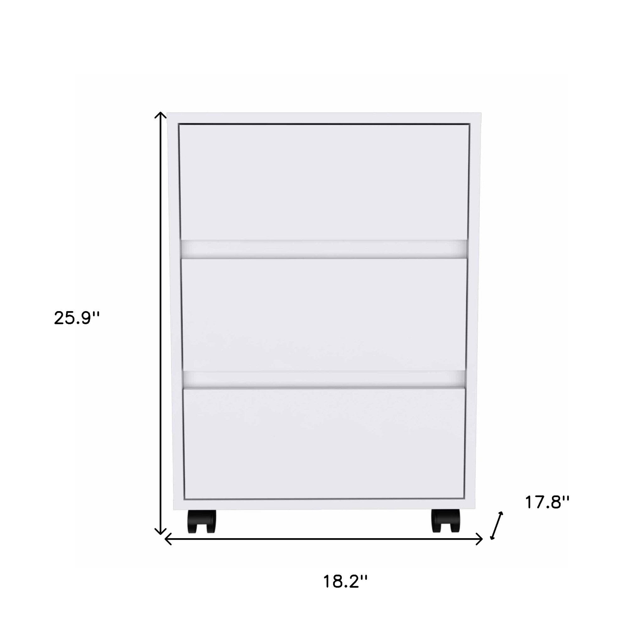 White Three Drawer Rolling Cabinet