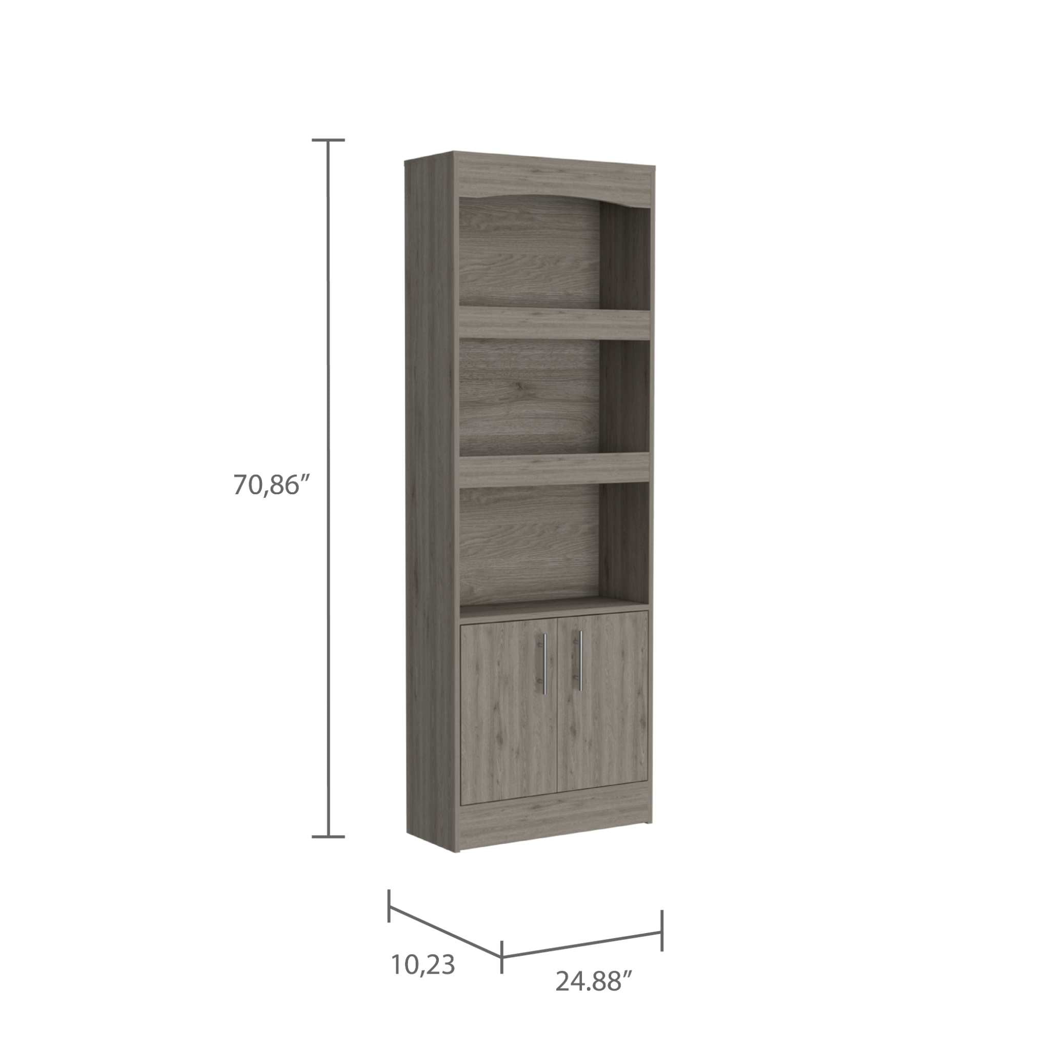 71" Three Tier Bookcase with Two doors