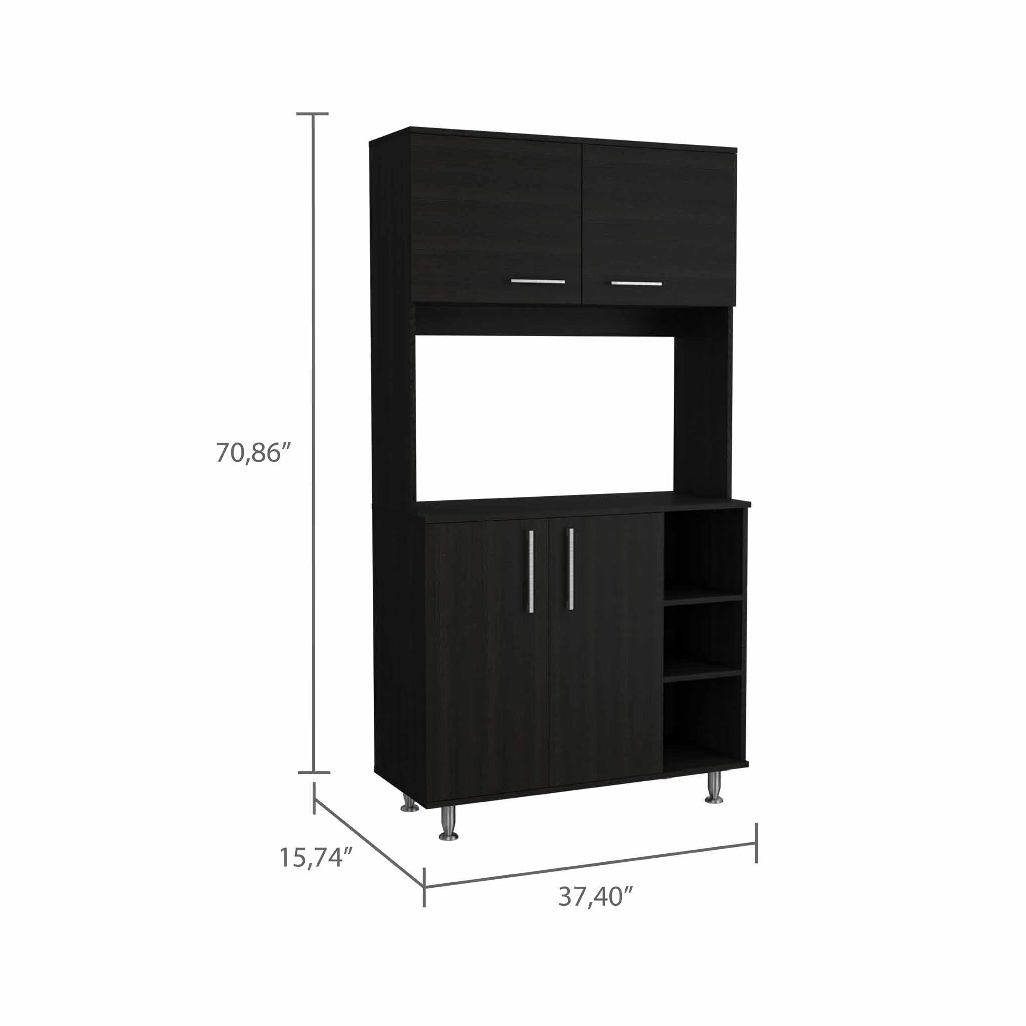 Modern Black  Kitchen Cabinet with Two Storage Shelves