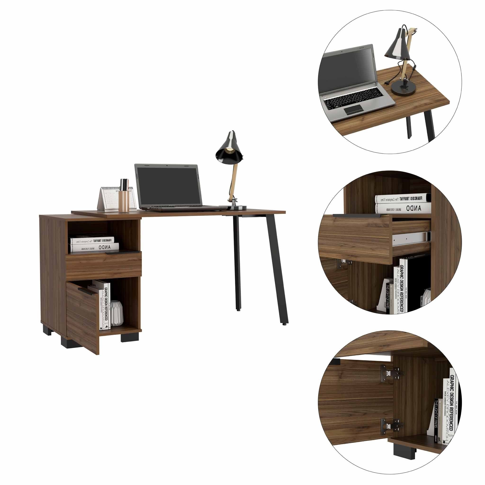 Contempo Flair Mahogany and Black Office Desk