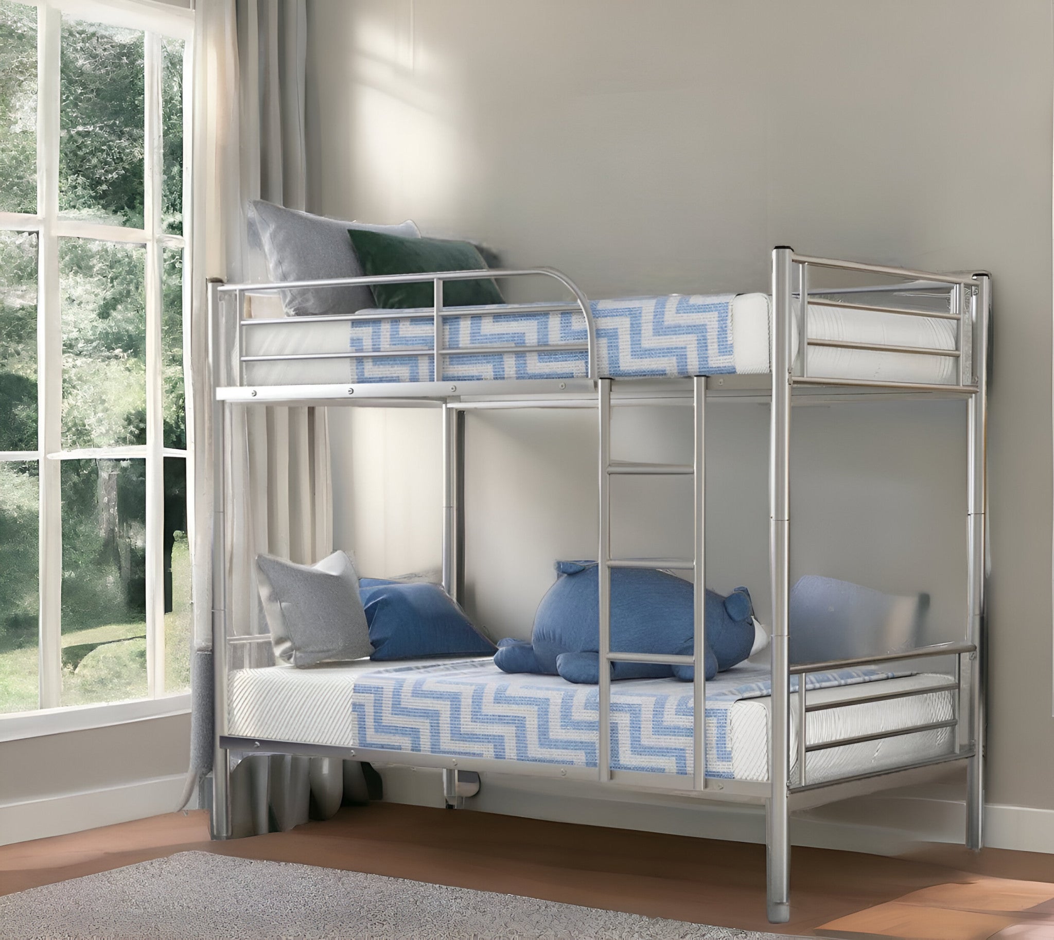 Silver Twin Over Twin  Separable Bunk Bed