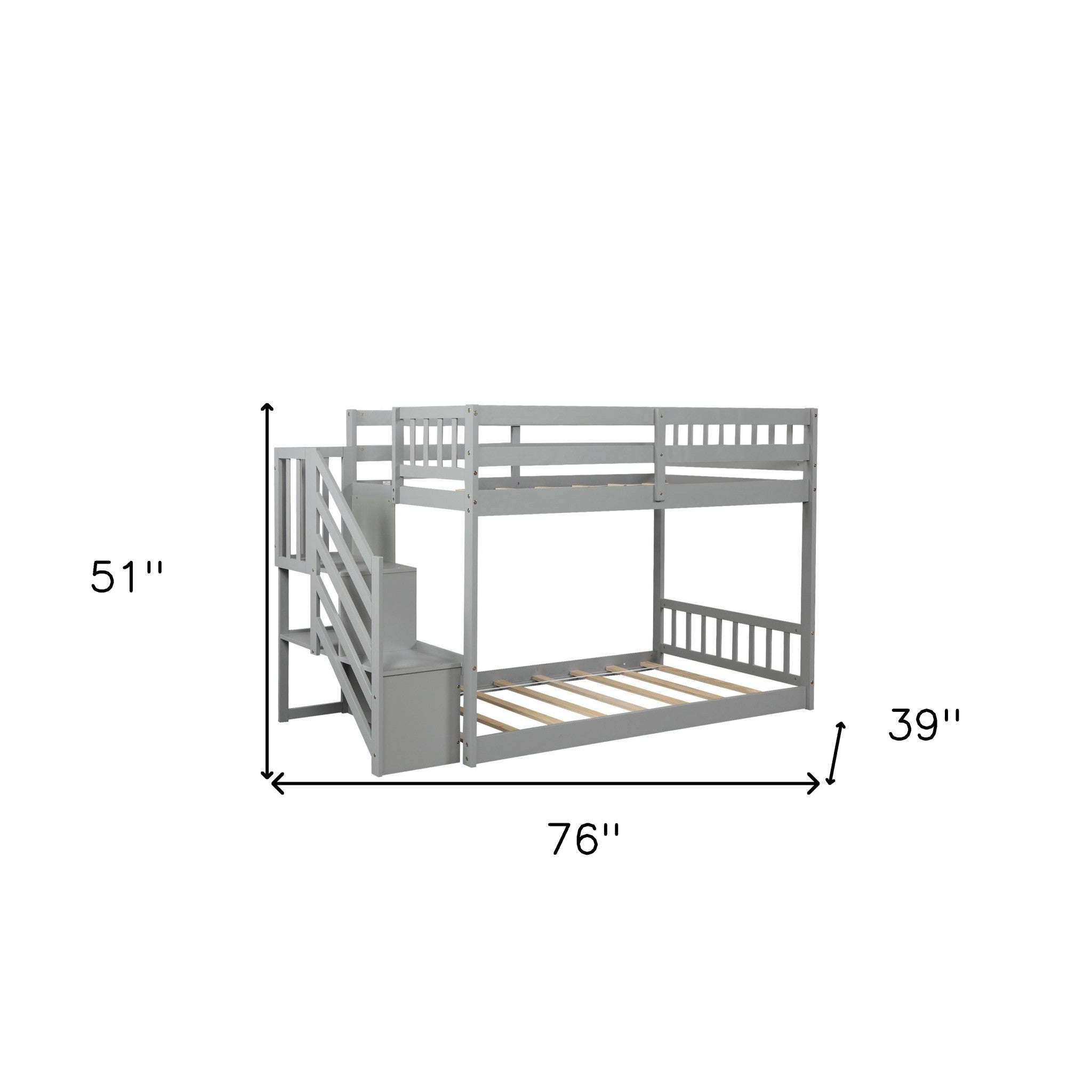 Gray Twin Over Twin Staircase Bunk Bed