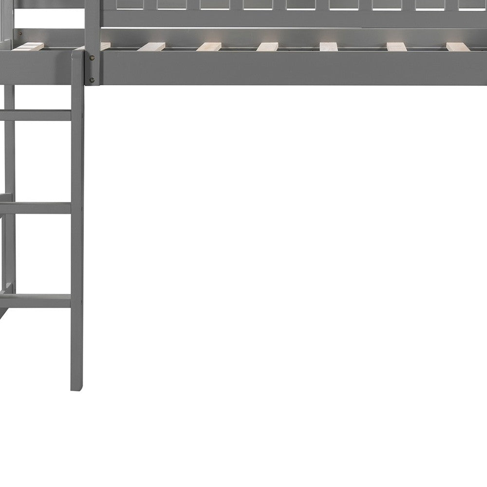 Gray Twin Traditional Manufactured Wood and Solid Wood Bunk Bed