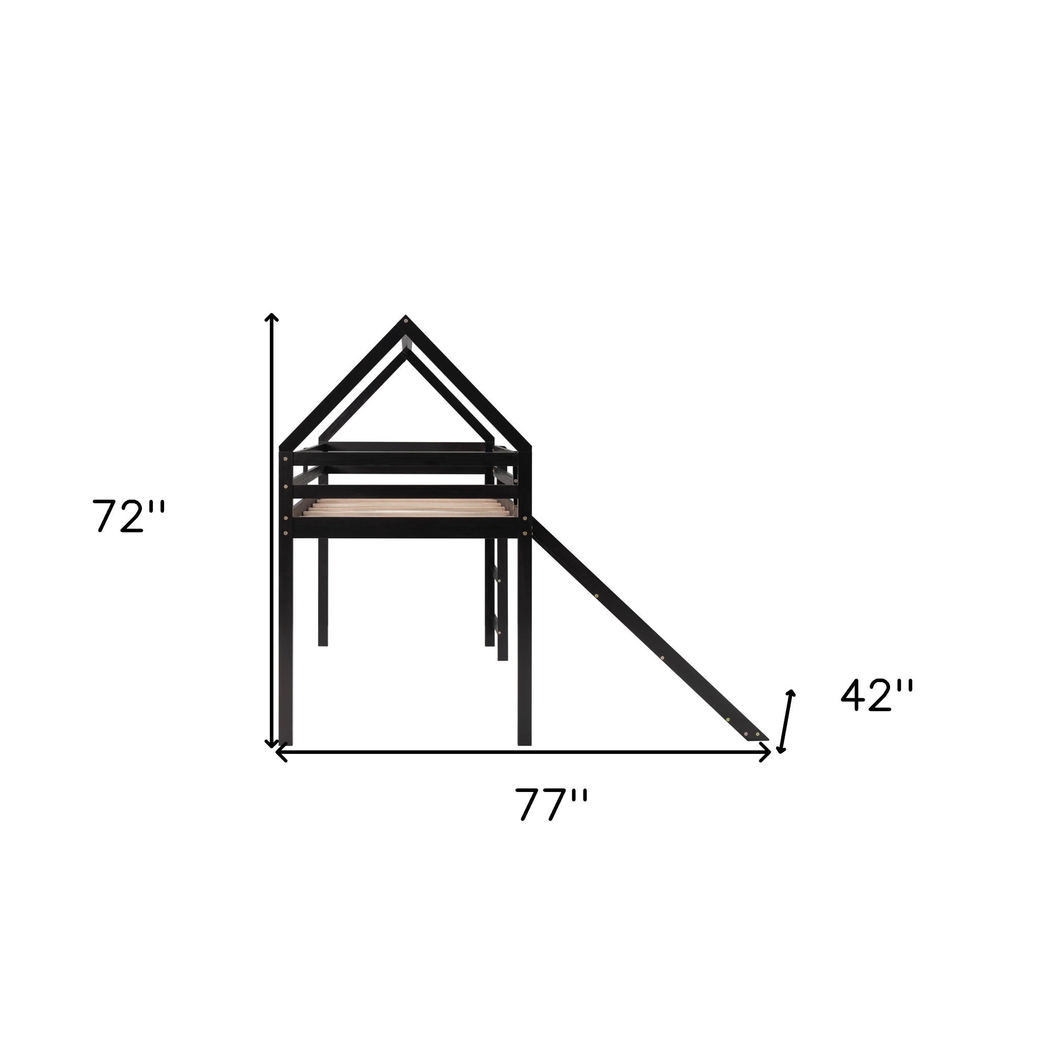 Brown Twin Size Slide House Loft Bed