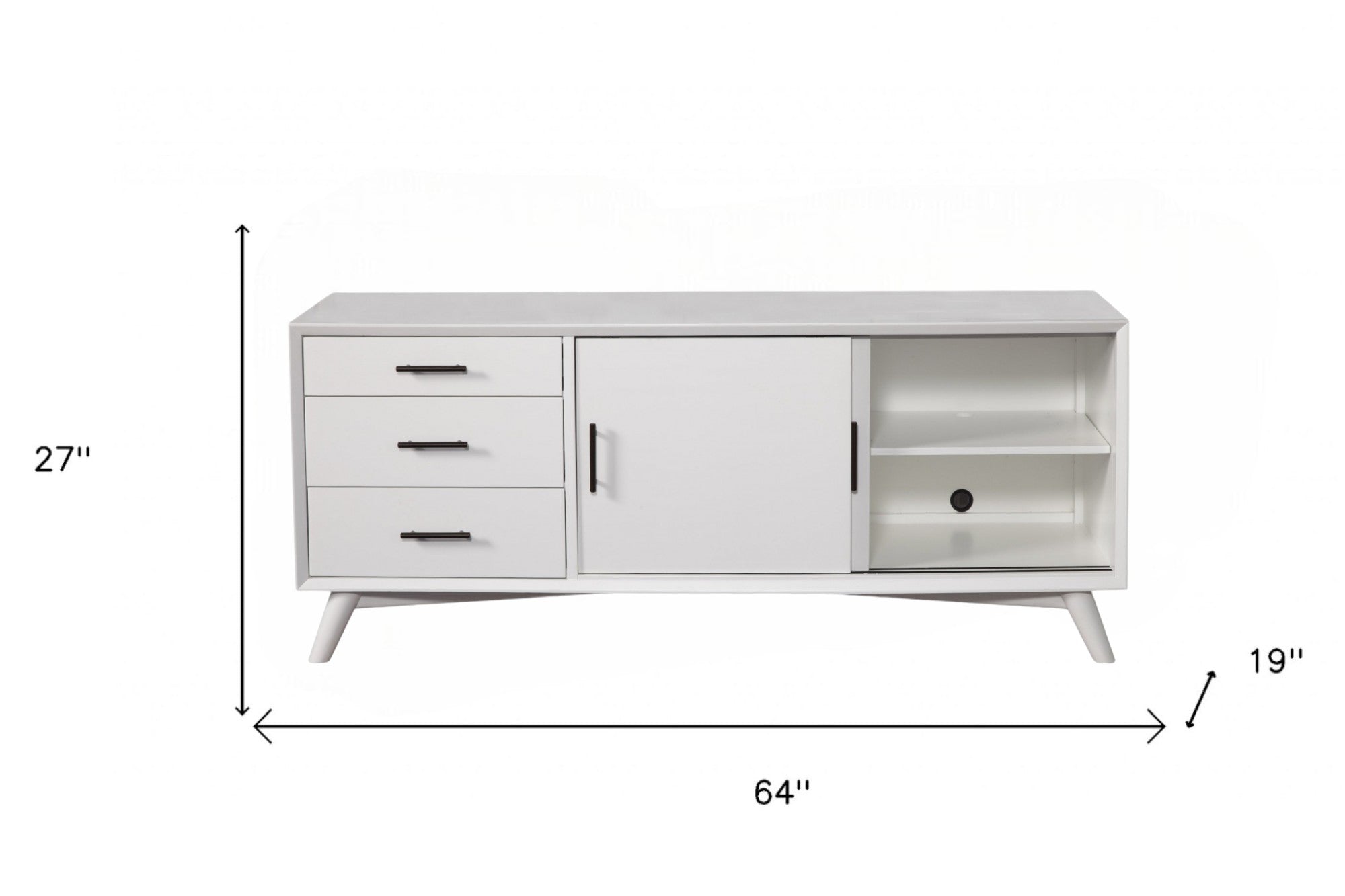 64" White Mahogany Solids Okoume And Veneer Open Shelving TV Stand