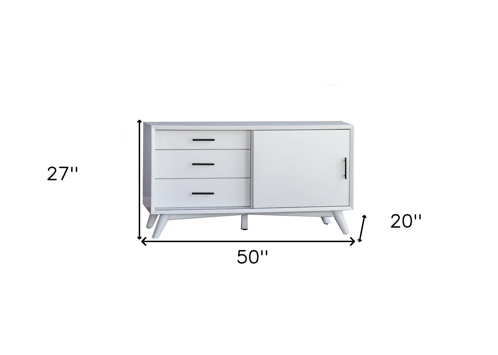 50" White Solid Wood Cabinet Enclosed Storage TV Stand