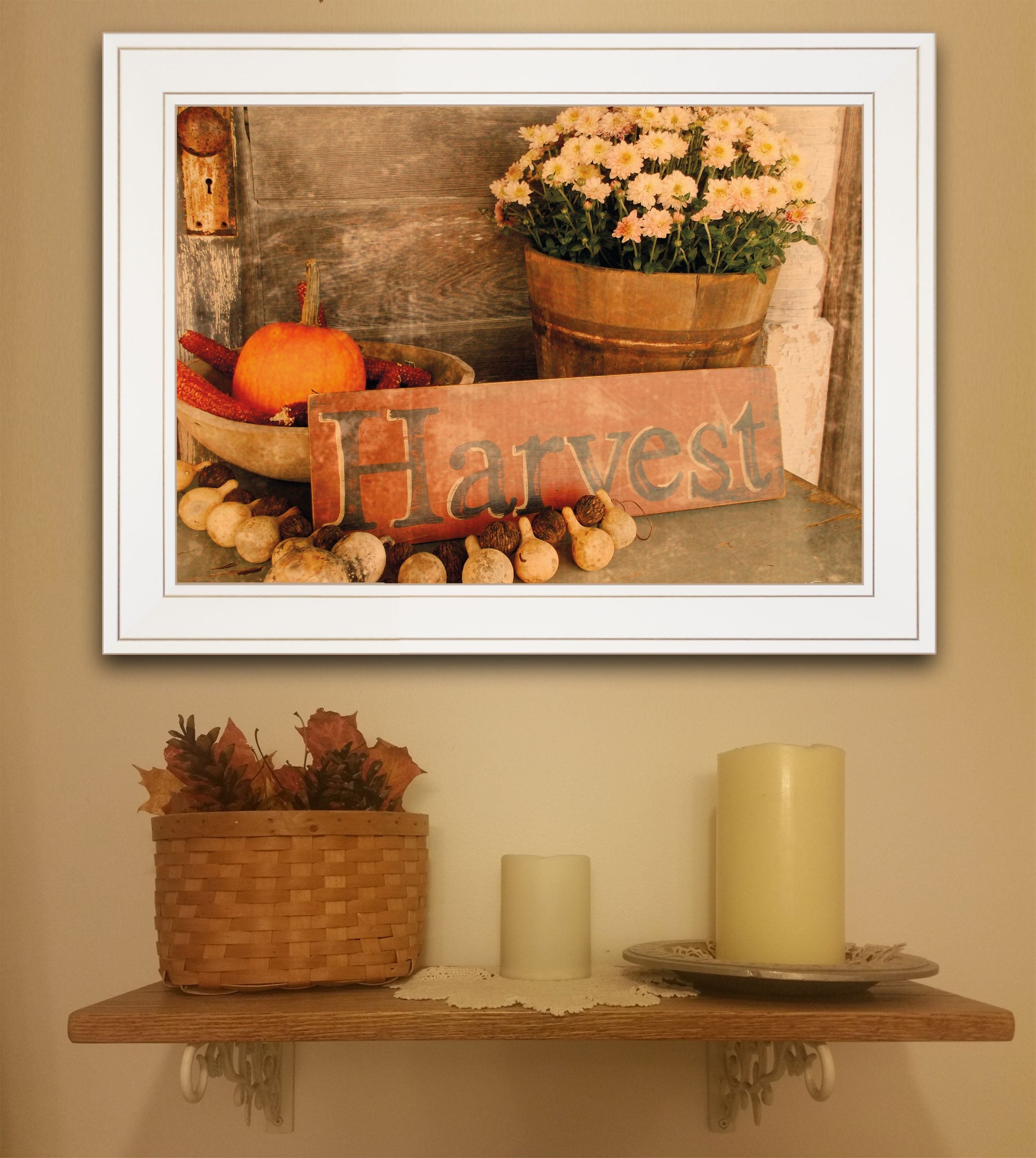 Autumn Harvest 1 White Framed Print Kitchen Wall Art