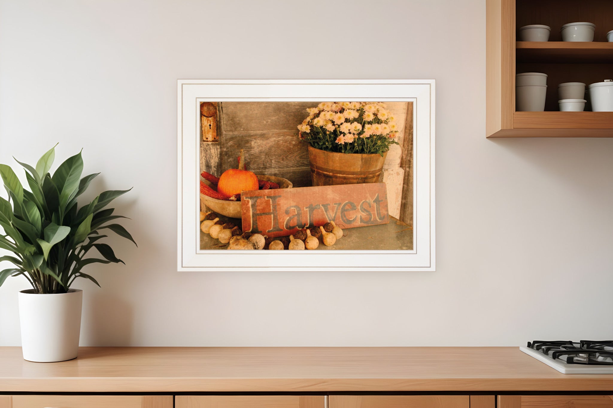 Autumn Harvest 1 White Framed Print Kitchen Wall Art