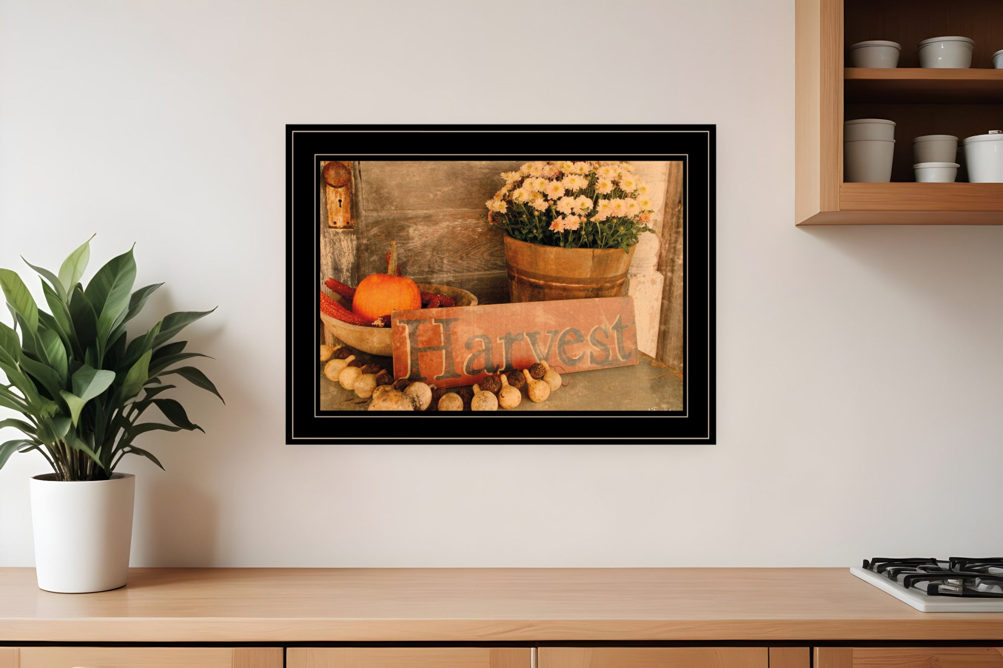 Autumn Harvest 2 Black Framed Print Kitchen Wall Art