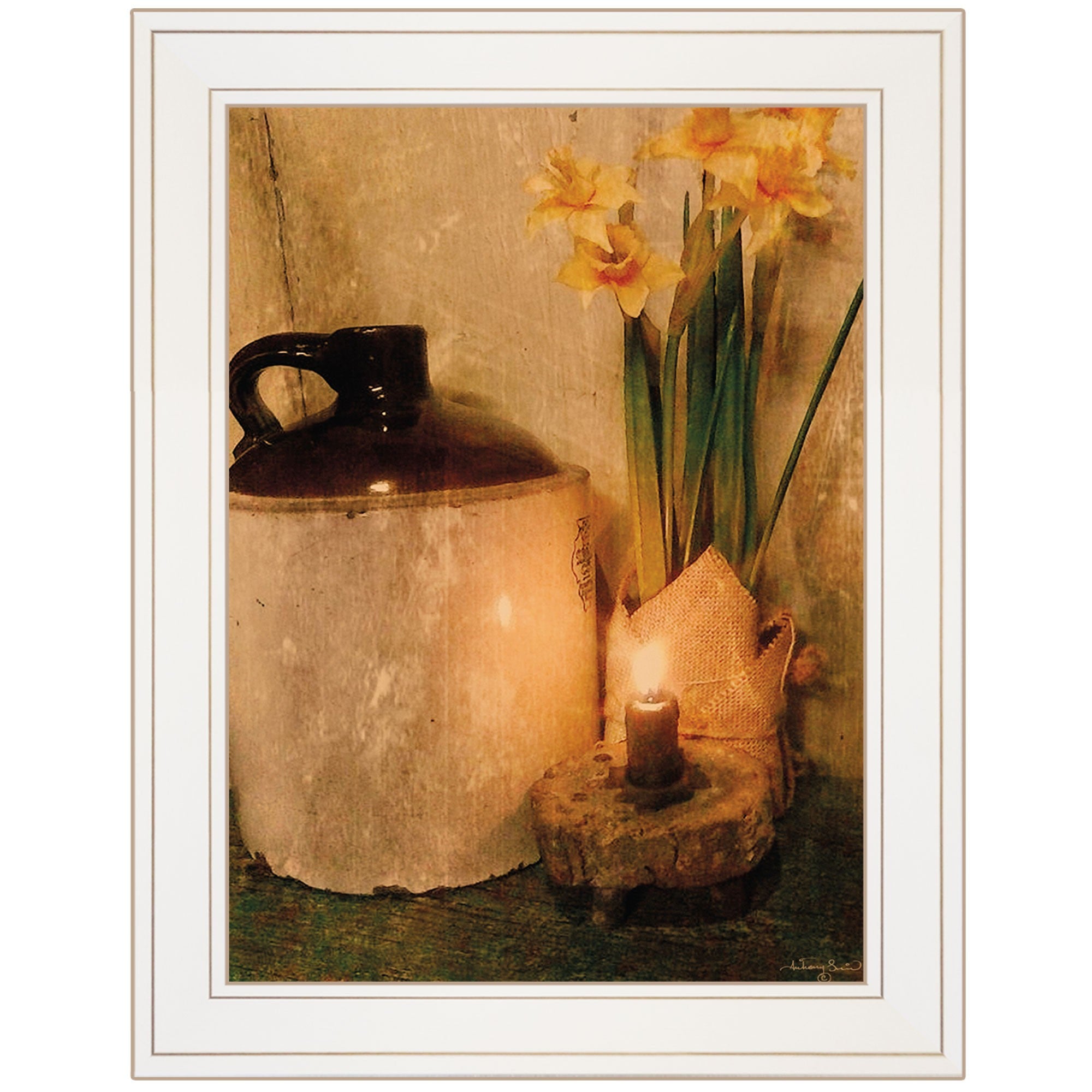 Daffodils 1 White Framed Print Wall Art