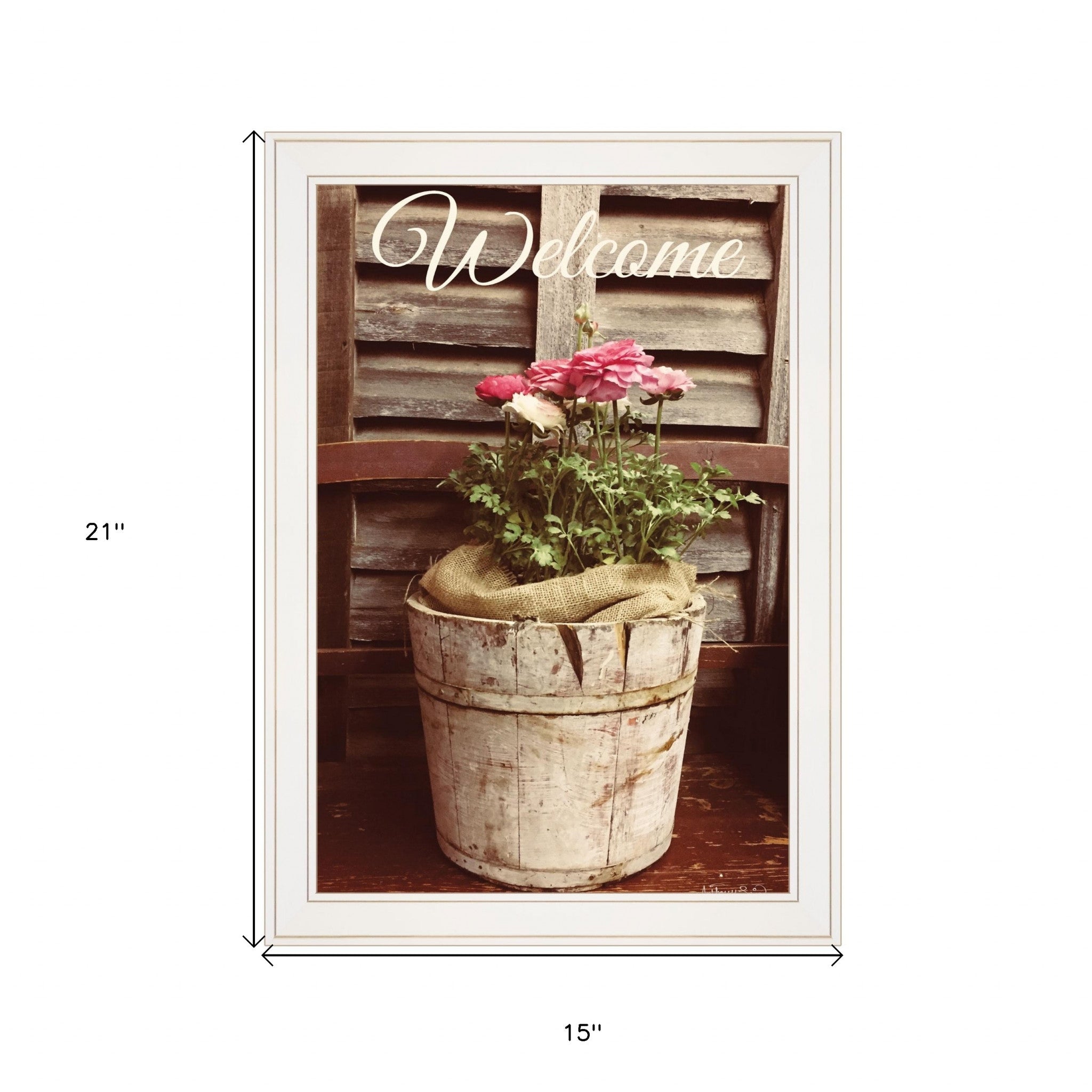 Welcome Roses 1 White Framed Print Wall Art