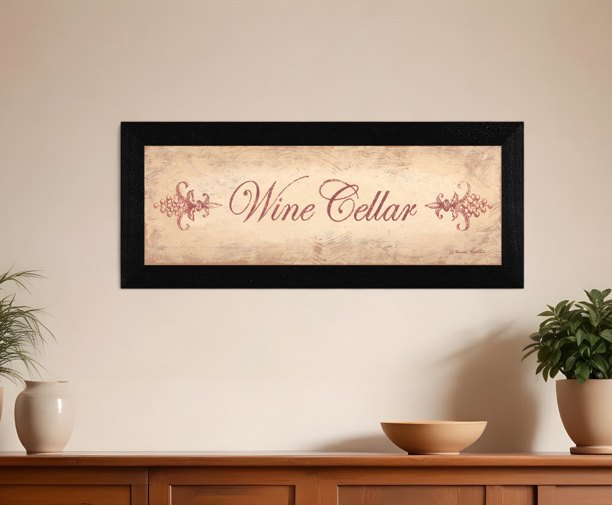 Wine Cellar Black Framed Print Wall Art