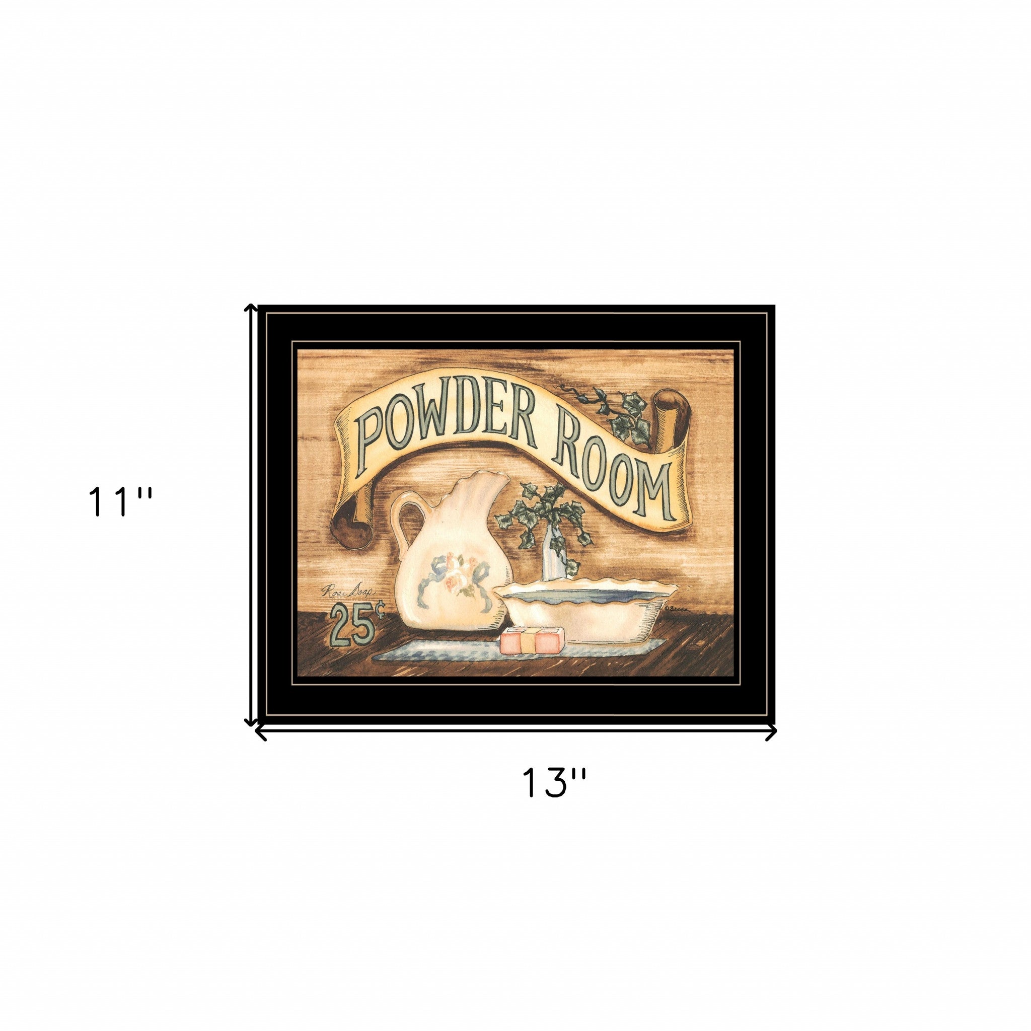 Powder Room 2 Black Framed Print Bathroom Wall Art