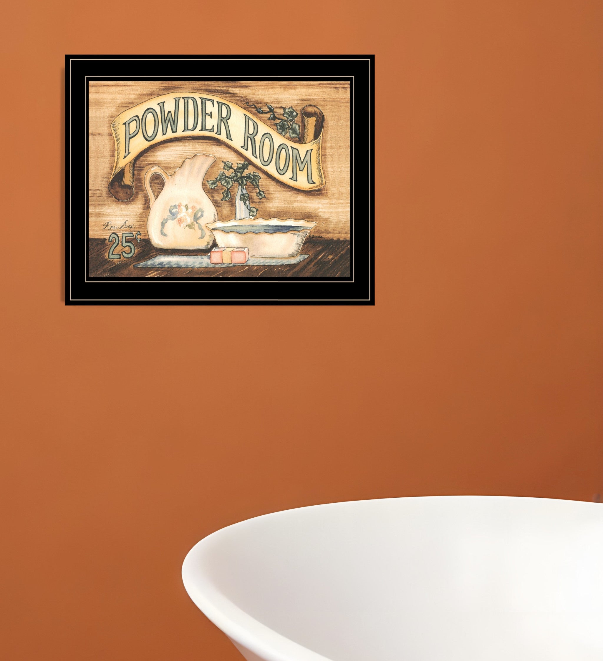 Powder Room 2 Black Framed Print Bathroom Wall Art