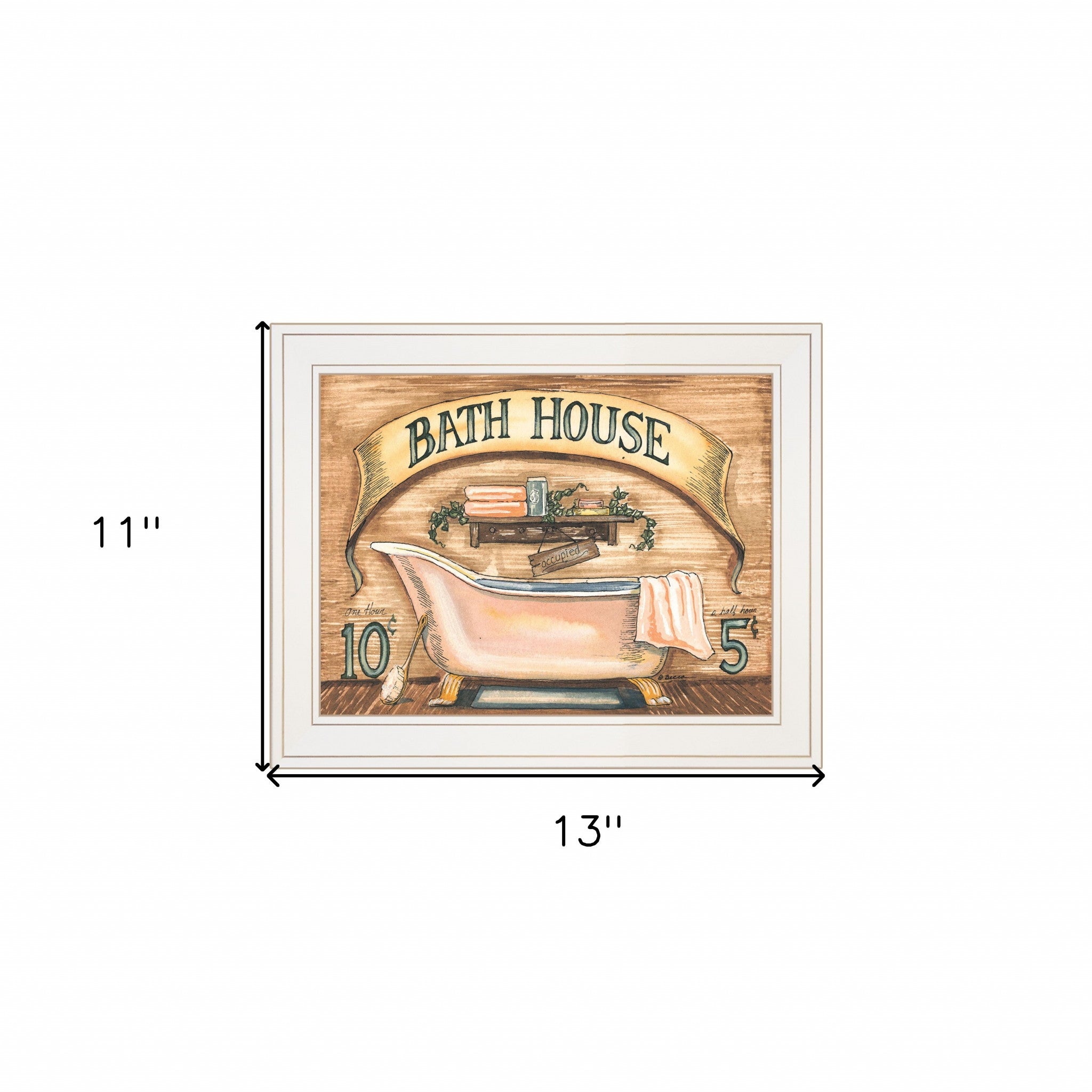 Bath House 1 White Framed Print Bathroom Wall Art