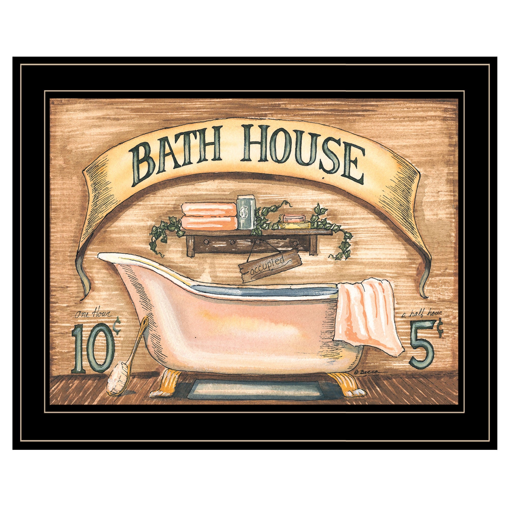 Bath House 2 Black Framed Print Bathroom Wall Art