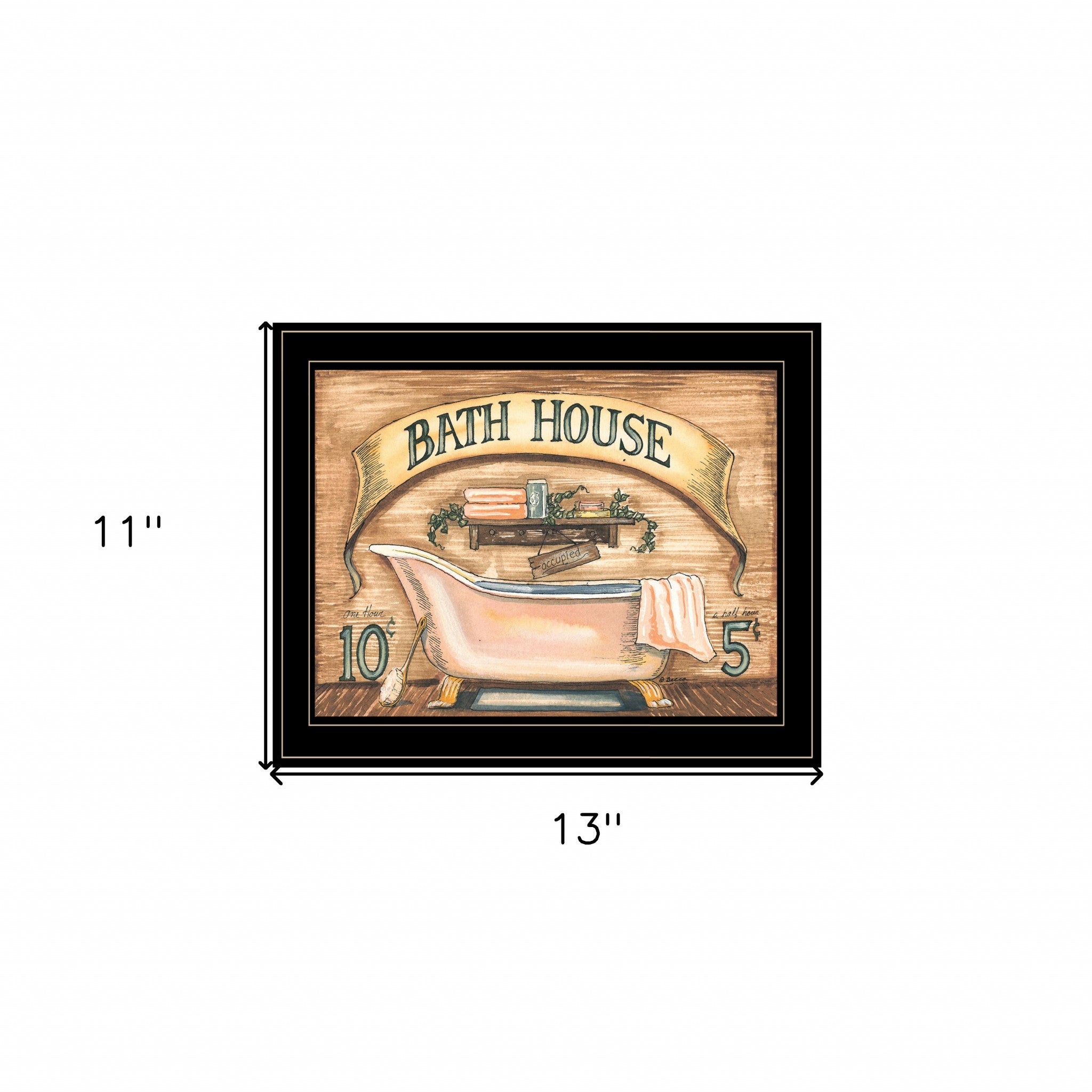 Bath House 2 Black Framed Print Bathroom Wall Art