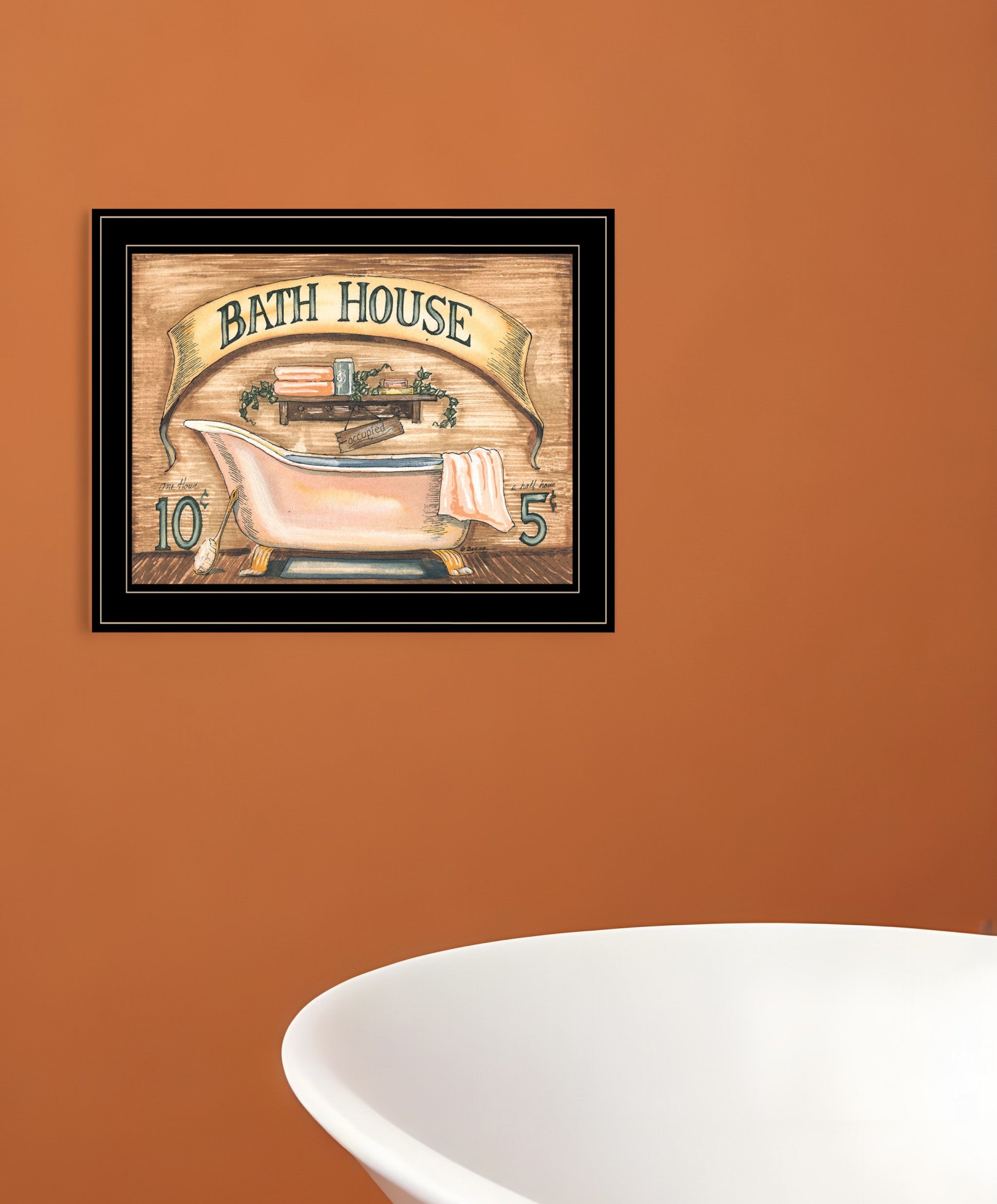 Bath House 2 Black Framed Print Bathroom Wall Art