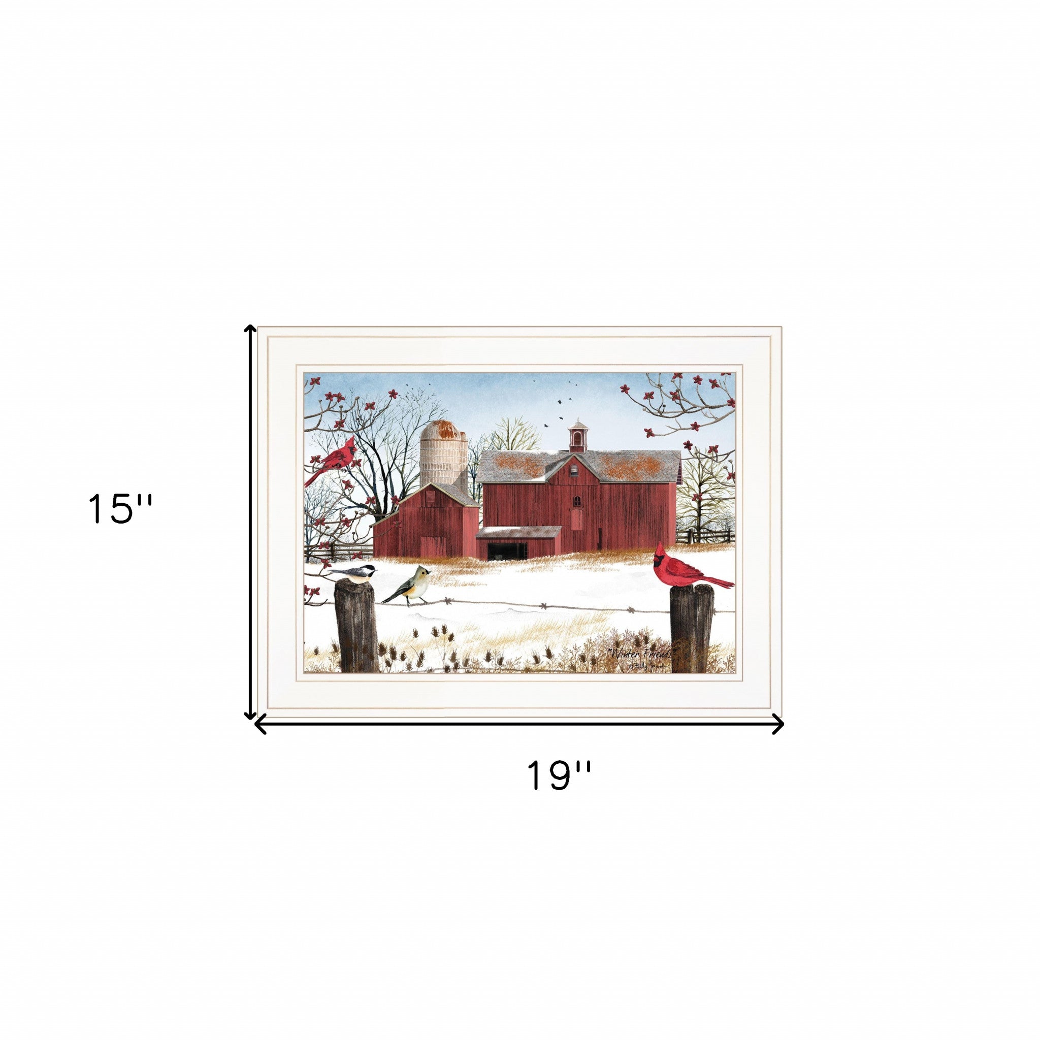 Winter Friends 2 White Framed Print Wall Art